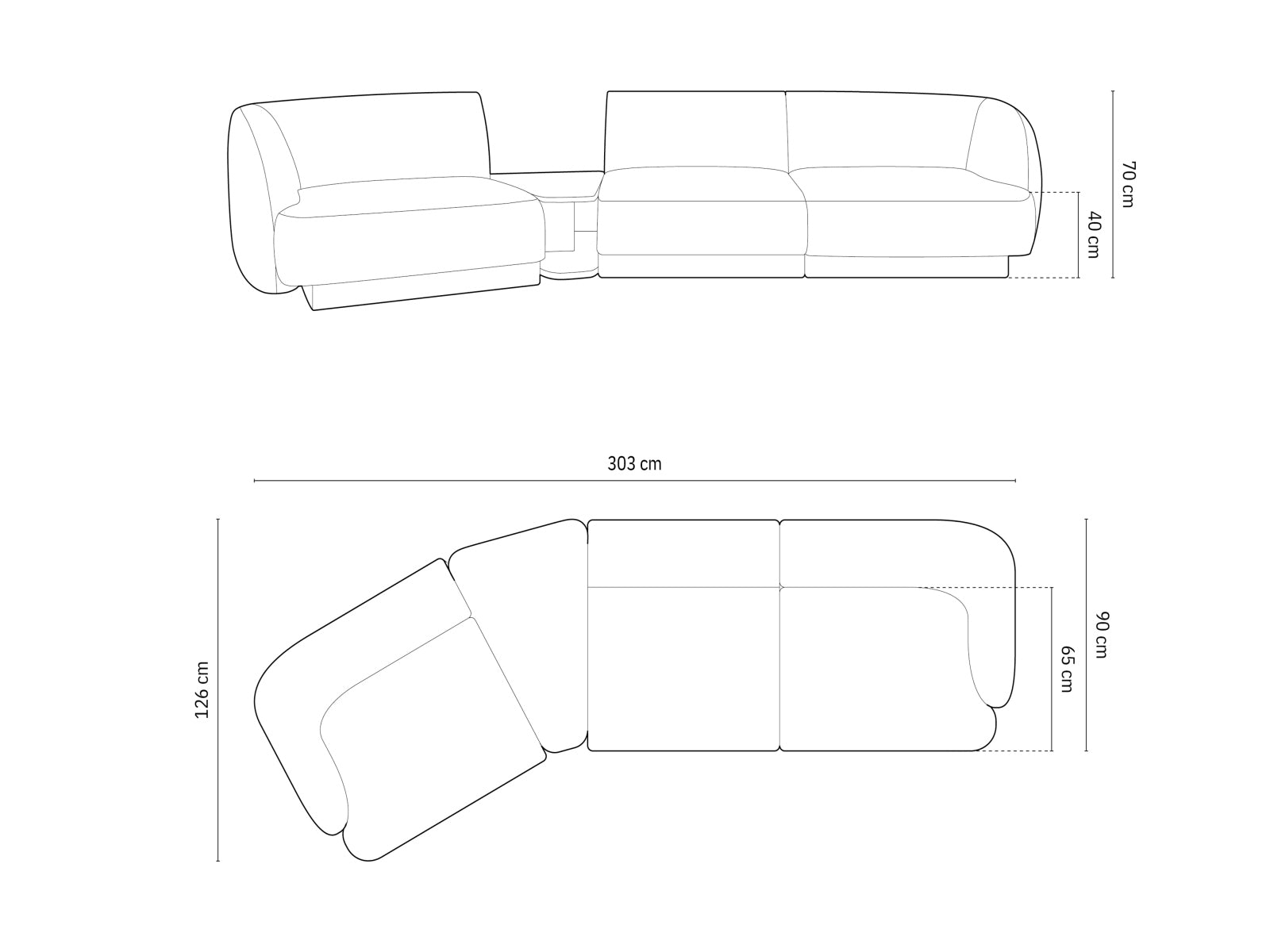 Elegantes Miley 3-Sitzer L-Sofa in Anthrazit, ideal für gemütliche Abende und geschmackvolle Wohnraumgestaltung.