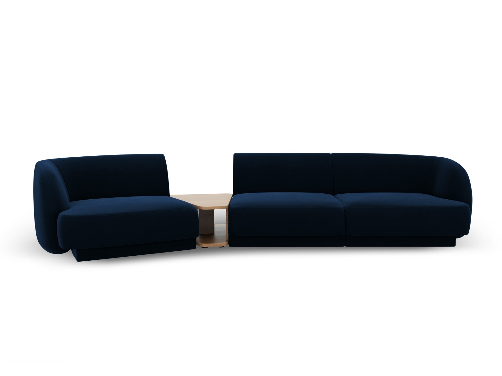 Elegantes, modulares 3-Sitzer Sofa Miley Velour in tiefem Blau, ideal für kreative Wohnräume und vielseitige Einrichtungsmöglichkeiten von Micadoni.