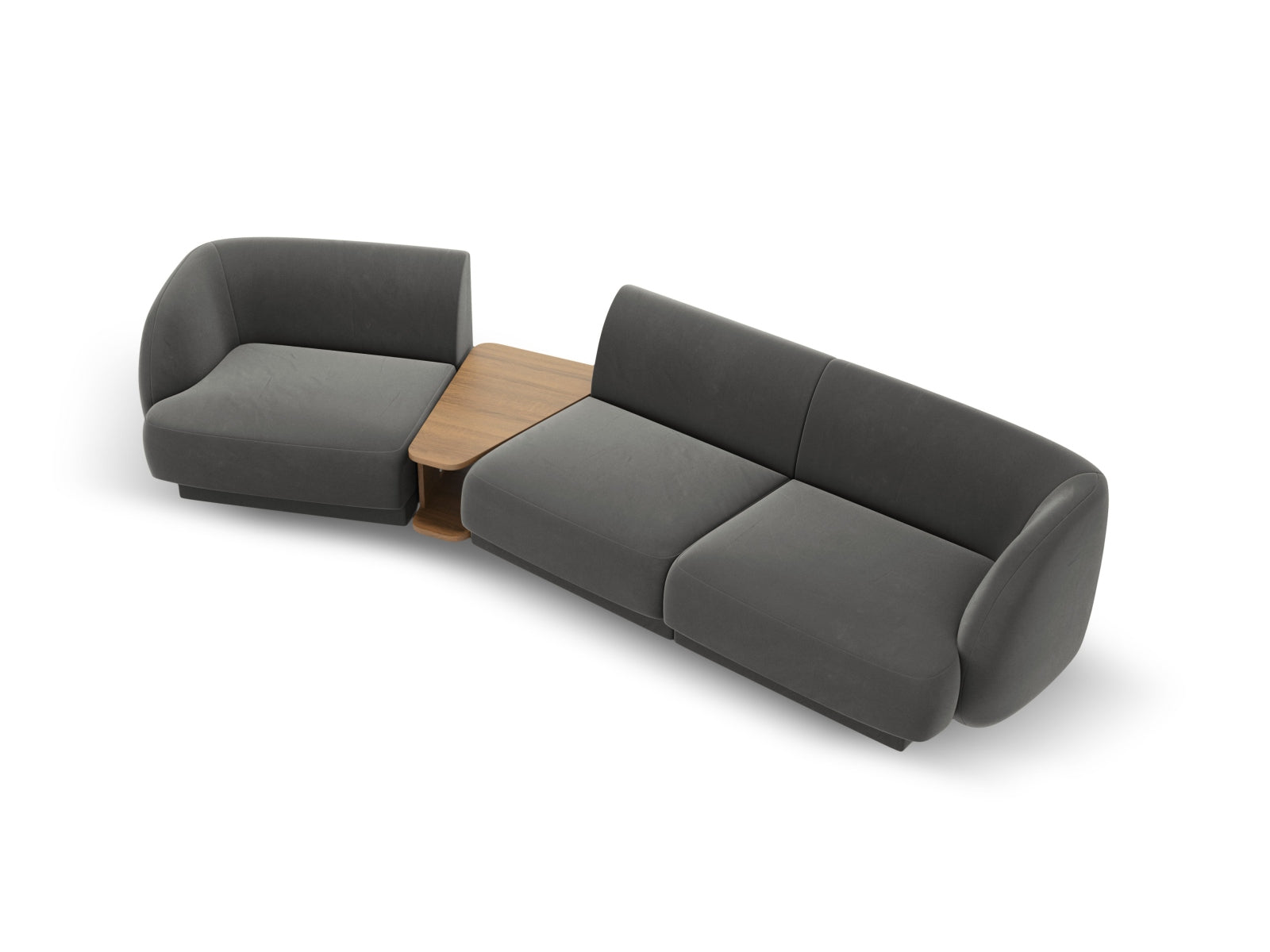 Elegantes, modulares 3-Sitzer Sofa Miley Velour in stilvollem Hellgrau, ideal für kreative Raumlösungen und modernes Wohndesign von Micadoni.