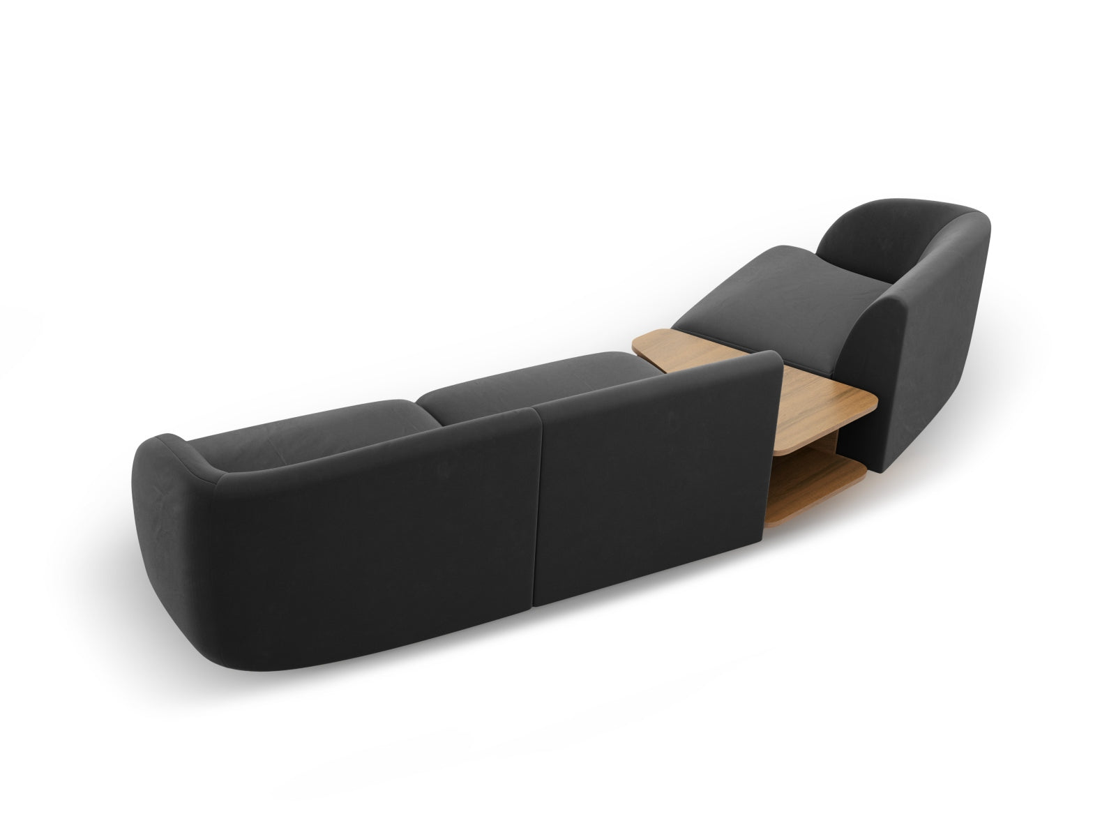 Stylisches, modulares 3-Sitzer Sofa Miley Velour in elegantem Grau-Blau, ideal für zeitgemäße Wohnräume von Micadoni.