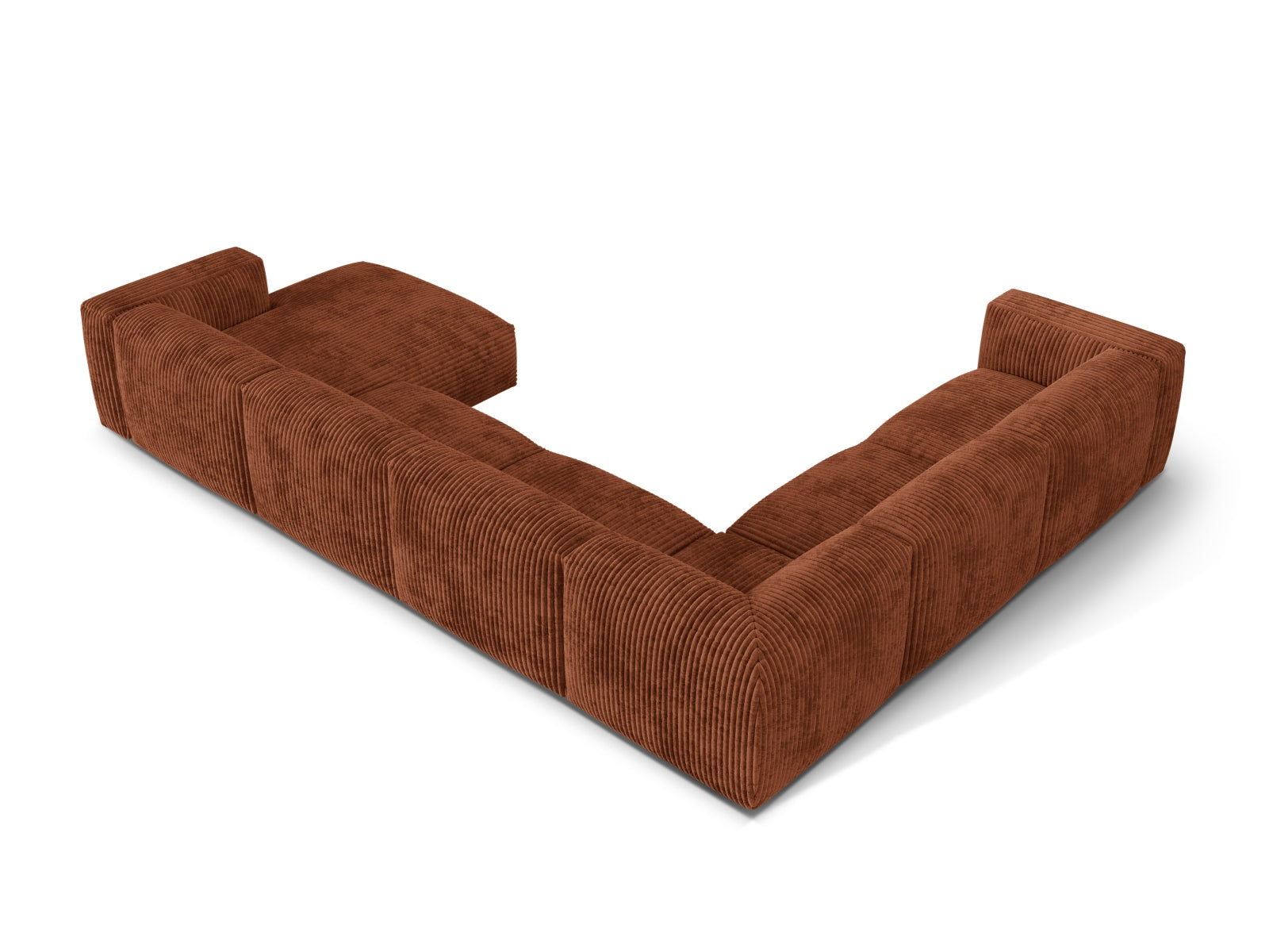 Modulares 6-Sitzer Ecksofa Martina in linker Variante, perfekt für stilvolle Wohnräume und entspannte Zusammenkünfte.