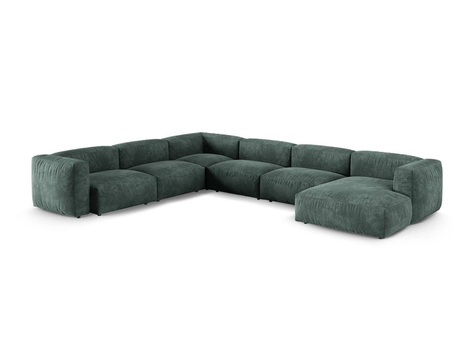 Elegantes 6-Sitzer Ecksofa links XL Martina in Petrol-Vogue, ideal für stilvolle Wohnräume, präsentiert von Micadoni.