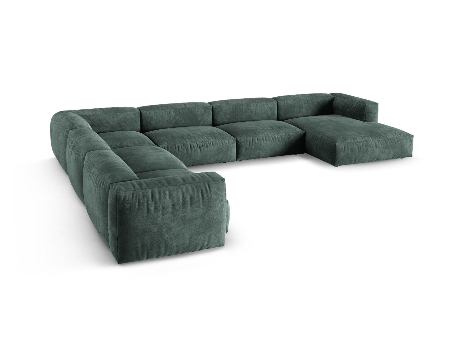Elegantes 6-Sitzer Ecksofa links XL Martina in trendigem Petrol-Vogue, ideal für stilvolle und einladende Wohnräume von Micadoni.