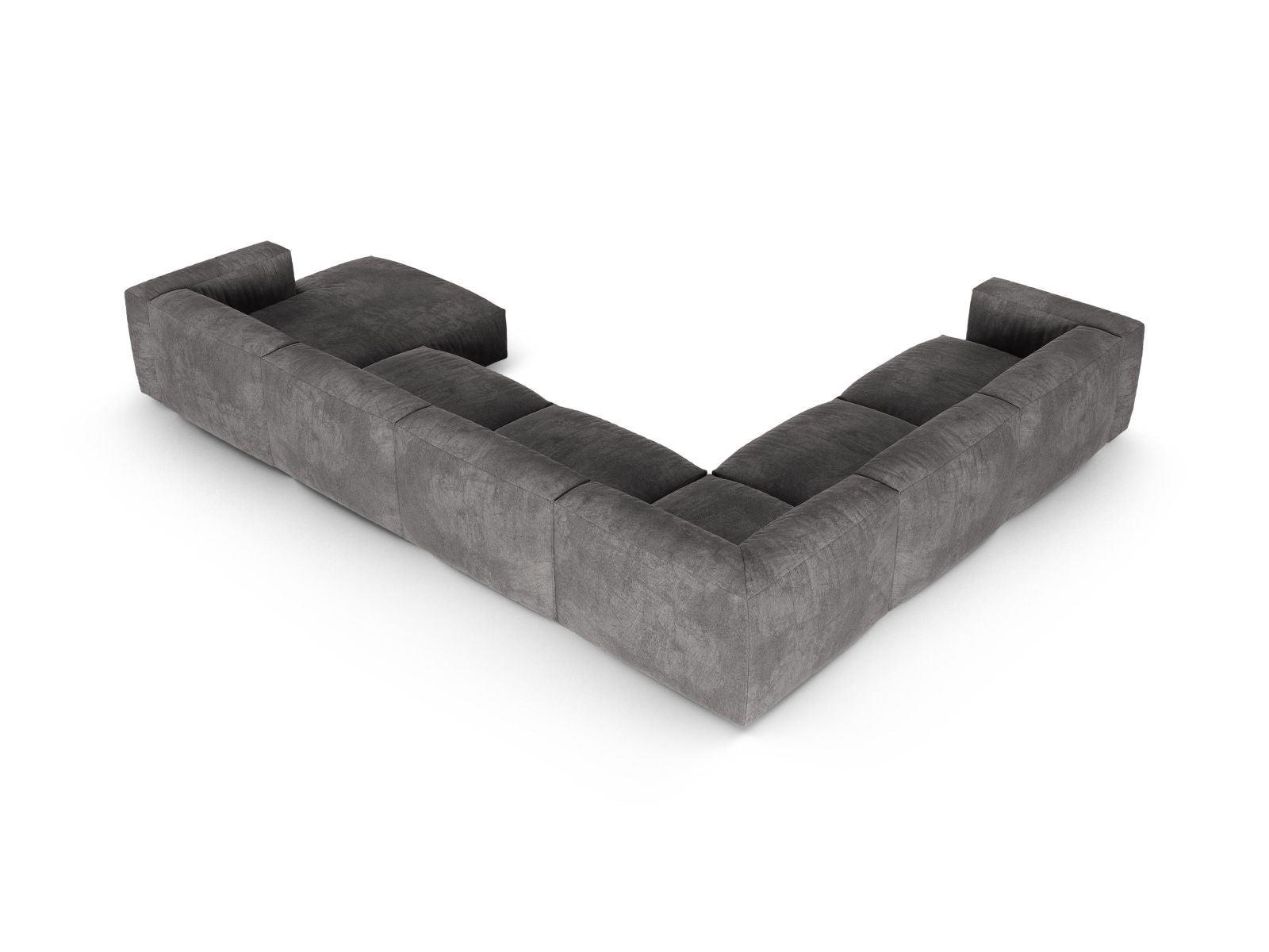 Stilvolles XL 6-Sitzer Ecksofa links Martina in edlem Grau, perfekt für gemütliche und moderne Wohnambiente von Micadoni.