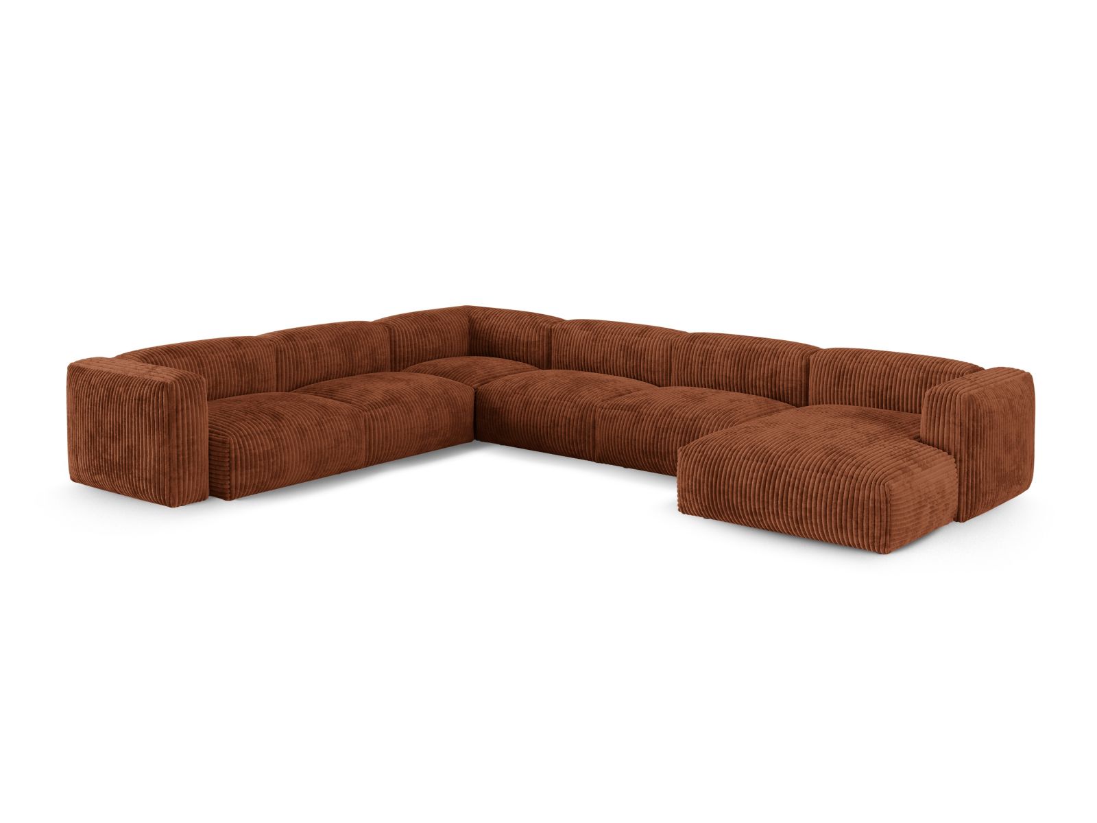 Modulares 6-Sitzer Ecksofa links XL Martina in stilvollem Brick-Tilia, ideal für moderne Wohnräume, von Micadoni.