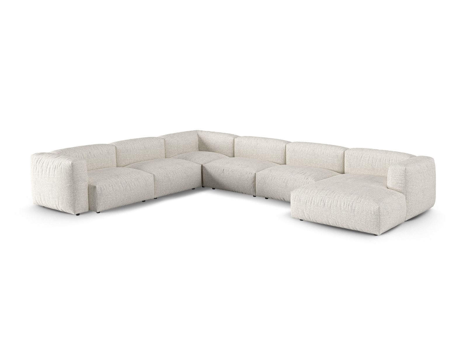 Elegantes 6-Sitzer Ecksofa links XL Martina in stilvollem Grey Beige Melange, ideal für moderne Wohnräume.