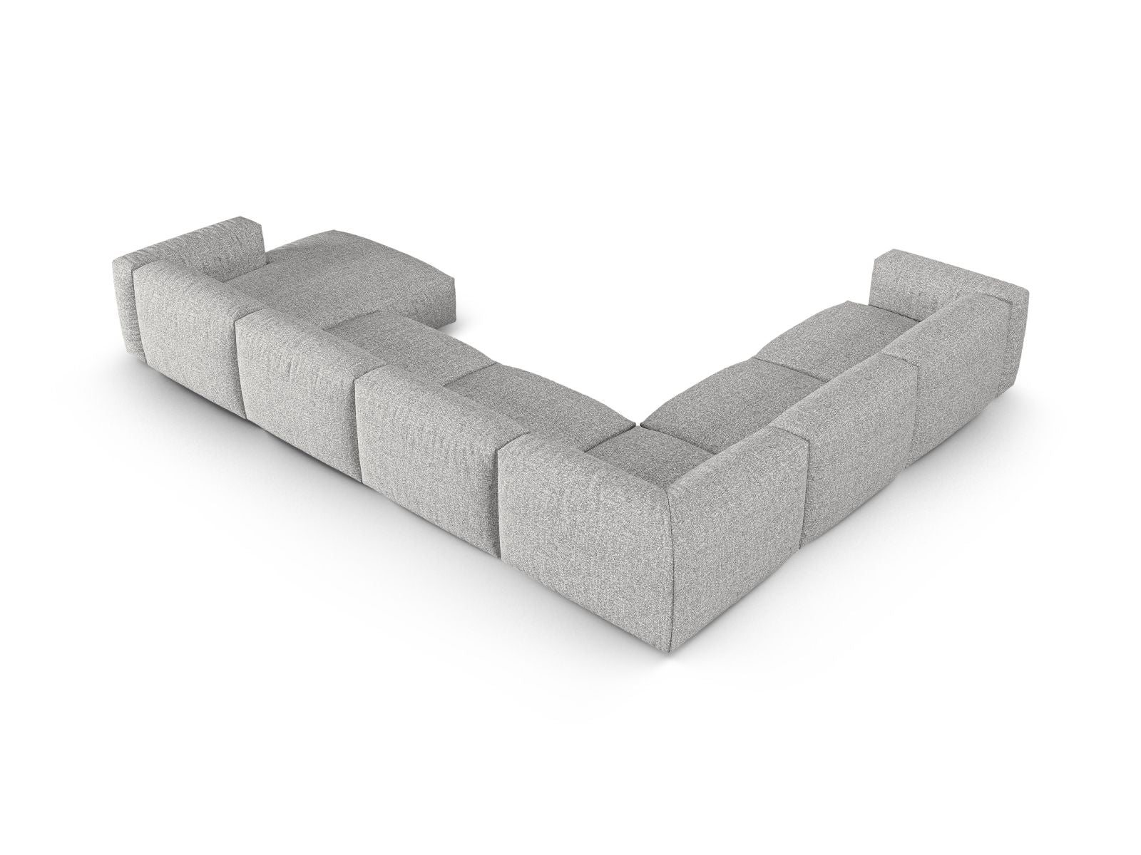 Geräumiges 6-Sitzer Ecksofa links XL Martina in modernem Silver-Monet, perfekt für stilvolle Wohnzimmer und entspannte Stunden.