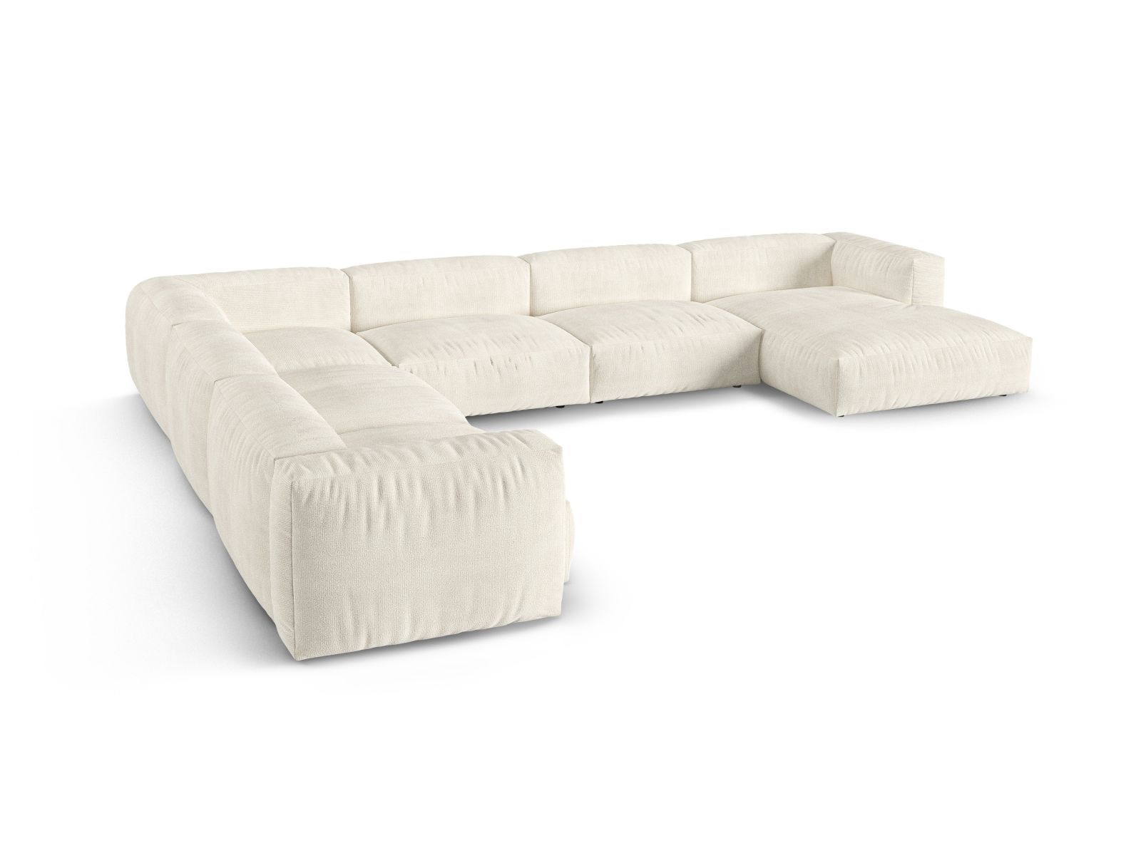 Elegantes 6-Sitzer Ecksofa links XL Martina in Ivory-Monet, ideal für stilvolle Wohnräume und gesellige Abende mit Freunden.