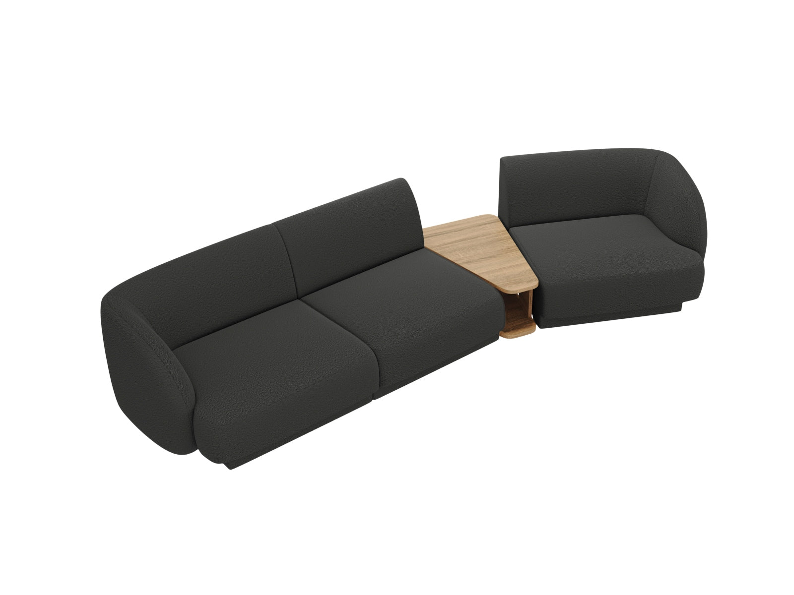 Modernes Miley 3-Sitzer Sofa in eleganter schwarzer Ausführung, ideal für rechte L-Form, vereint Stil und Bequemlichkeit für Ihr Wohnambiente.