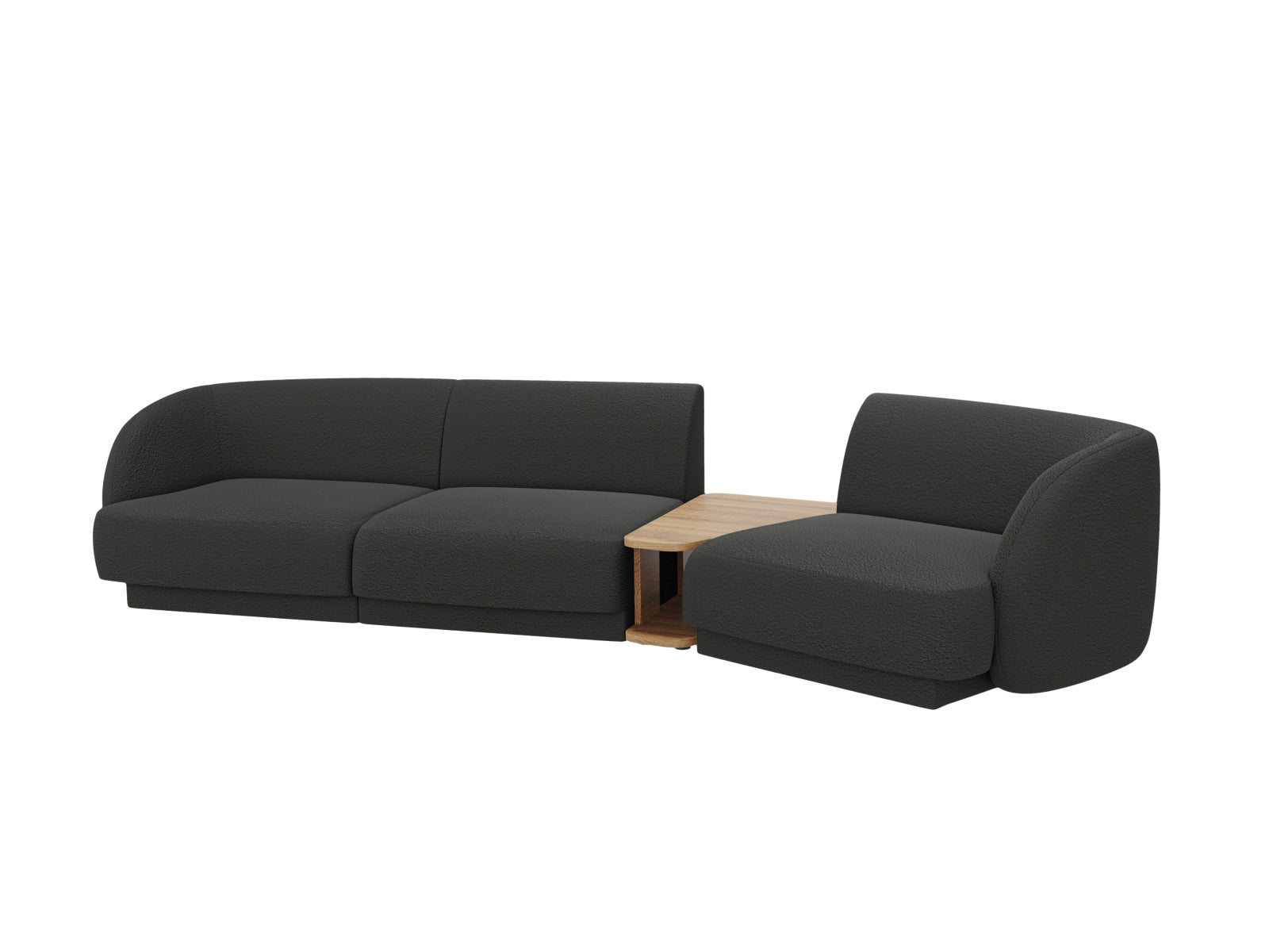 Elegantes Miley 3-Sitzer Sofa in Schwarz, perfekt für rechte L-Form, bietet Komfort und modernes Design für Ihr Zuhause.