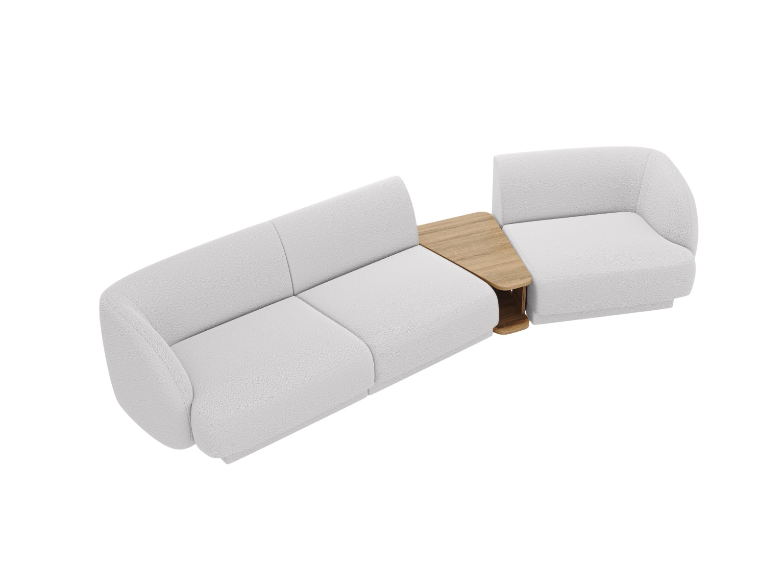 Elegantes, modulares 3-Sitzer Sofa Miley in sanftem Grau, rechte Variante, ideal für stilvolle Wohnräume und entspannte Stunden.