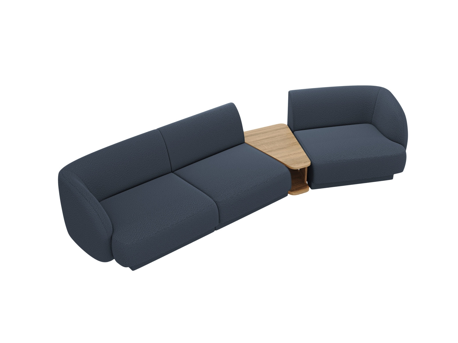 Elegantes, modulares 3-Sitzer Sofa Miley in modernem Blau, ideal für kreative Wohnkonzepte und stilvolle Raumgestaltungen von Micadoni.