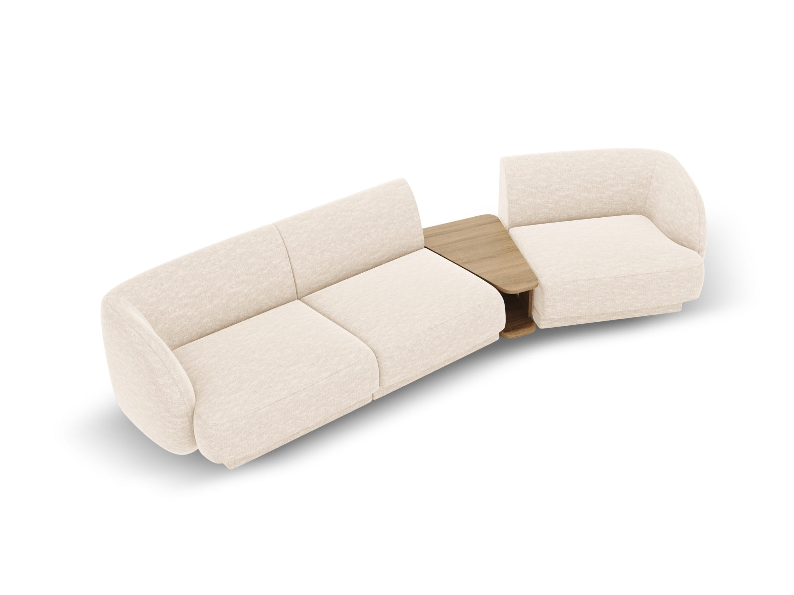 Elegantes Miley Modulares Sofa rechts 3 Sitzer in sanftem Beige, ideal für gemütliche Stunden und geschmackvolle Wohnräume.