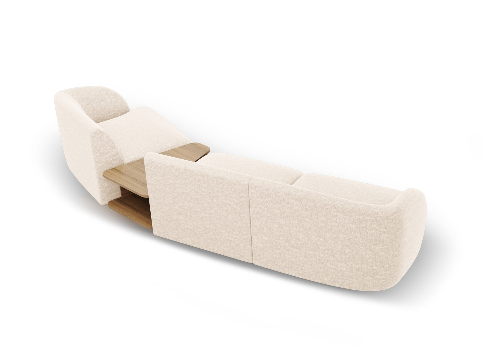 Elegantes Miley Modulares Sofa rechts 3 Sitzer in sanftem Beige, ideal für stilvolle Wohnräume und gemütliche Stunden mit Freunden.