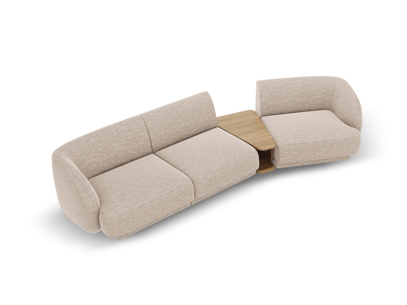 Stylisches, beiges 3-Sitzer Sofa "Miley" von Micadoni, perfekt für L-Form-Anordnungen und anpassbare Wohnkonzepte.