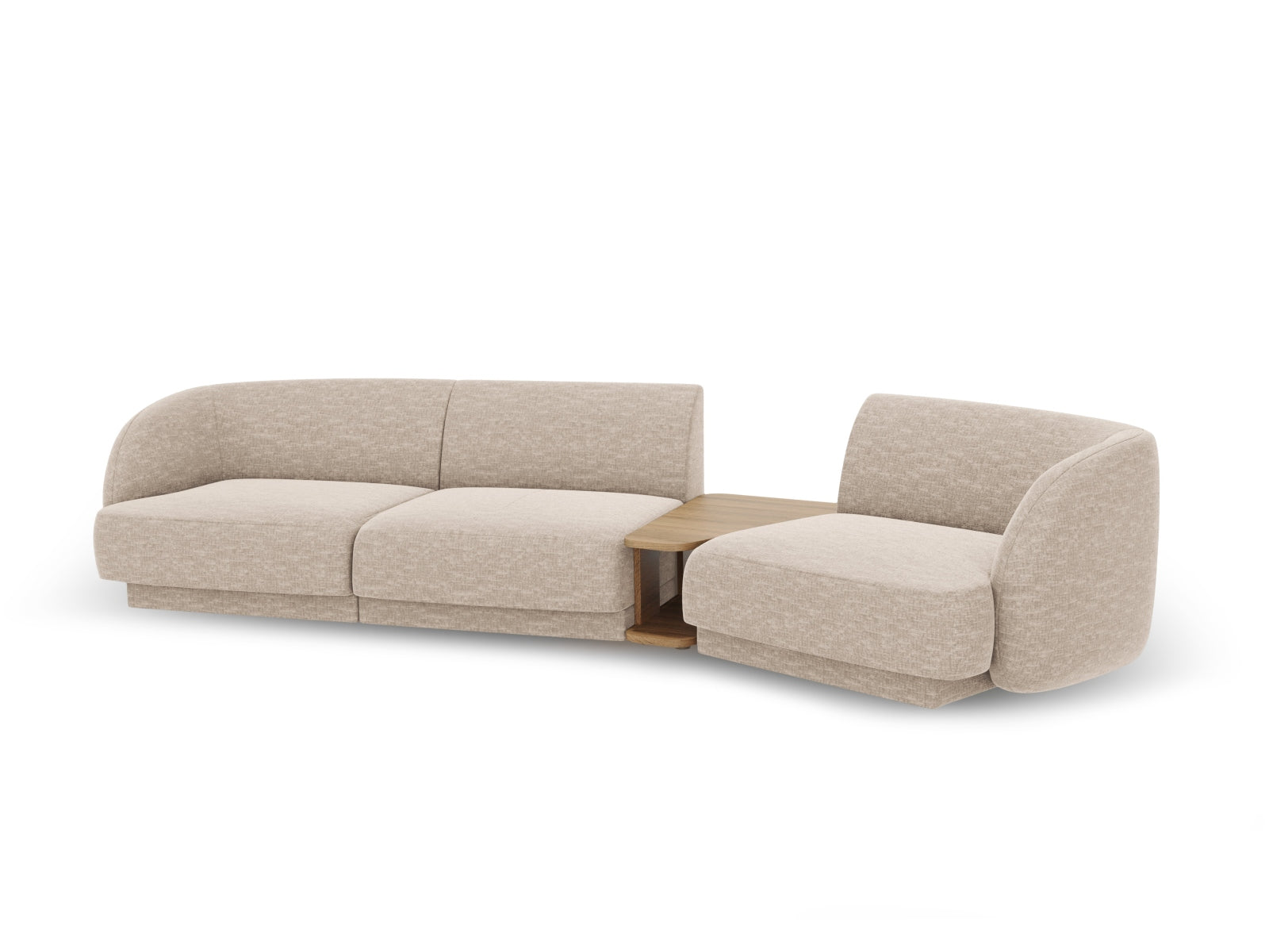 Elegantes, modulares 3-Sitzer Sofa "Miley" in Beige von Micadoni, ideal für kreative Raumgestaltungen und L-Form-Layouts.