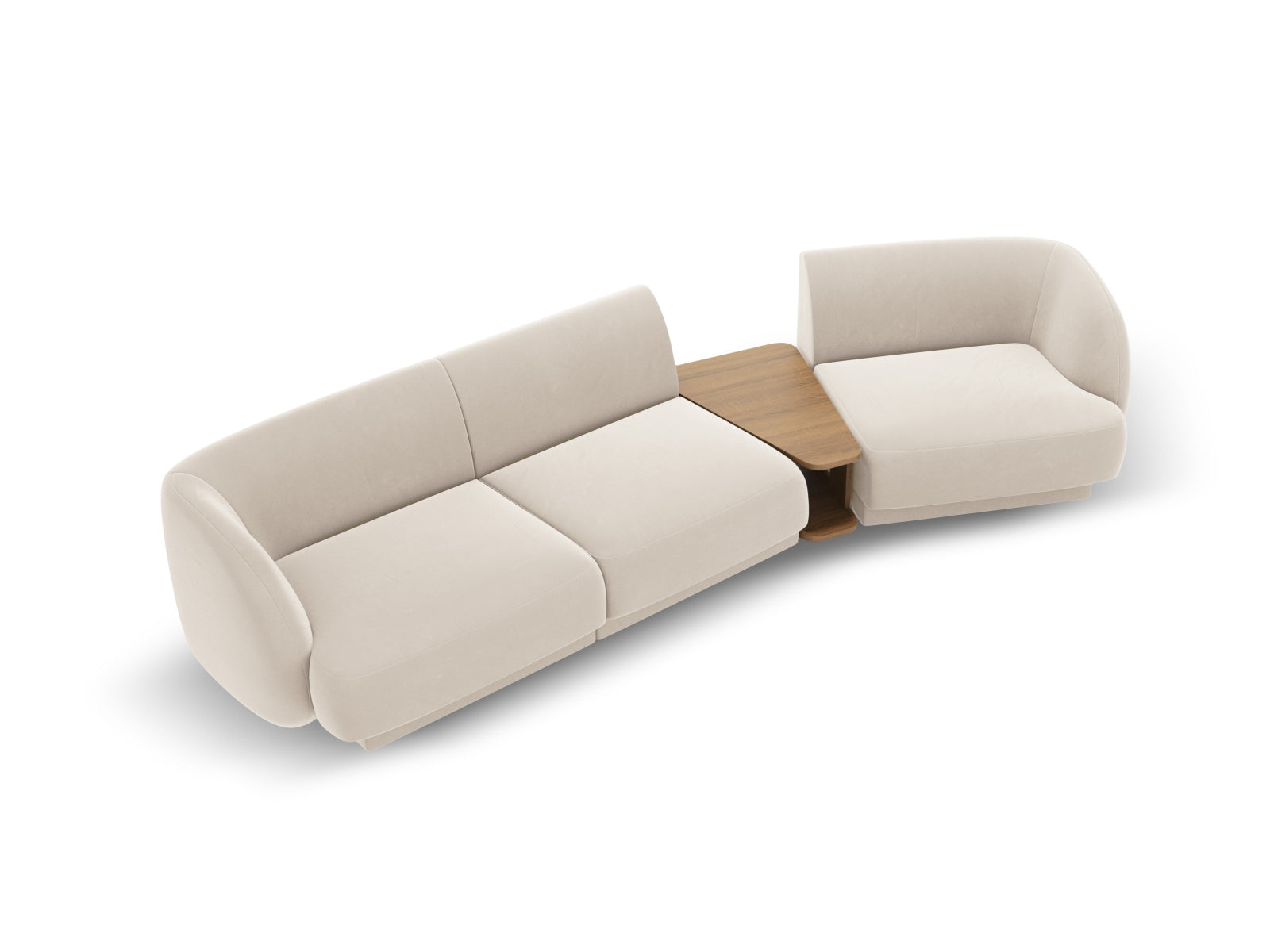 Erleben Sie das Miley Velour Sofa rechts 3 Sitzer von Micadoni – ein modulares, komfortables Möbelstück, das Eleganz und Flexibilität vereint.