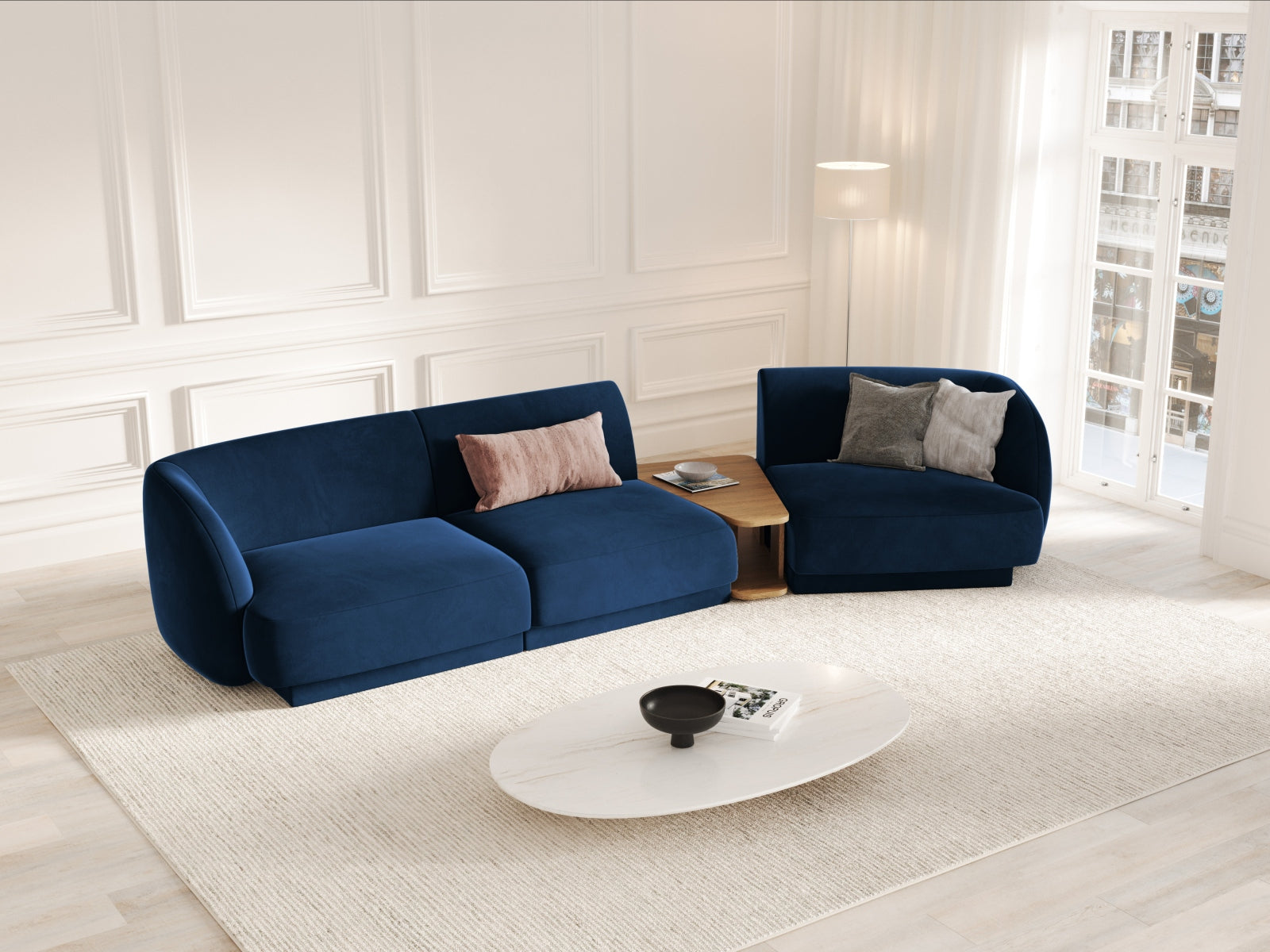 Entdecken Sie das elegante Miley Velour Sofa rechts 3 Sitzer von Micadoni – stilvoll, modular und perfekt für Ihr modernes Zuhause.