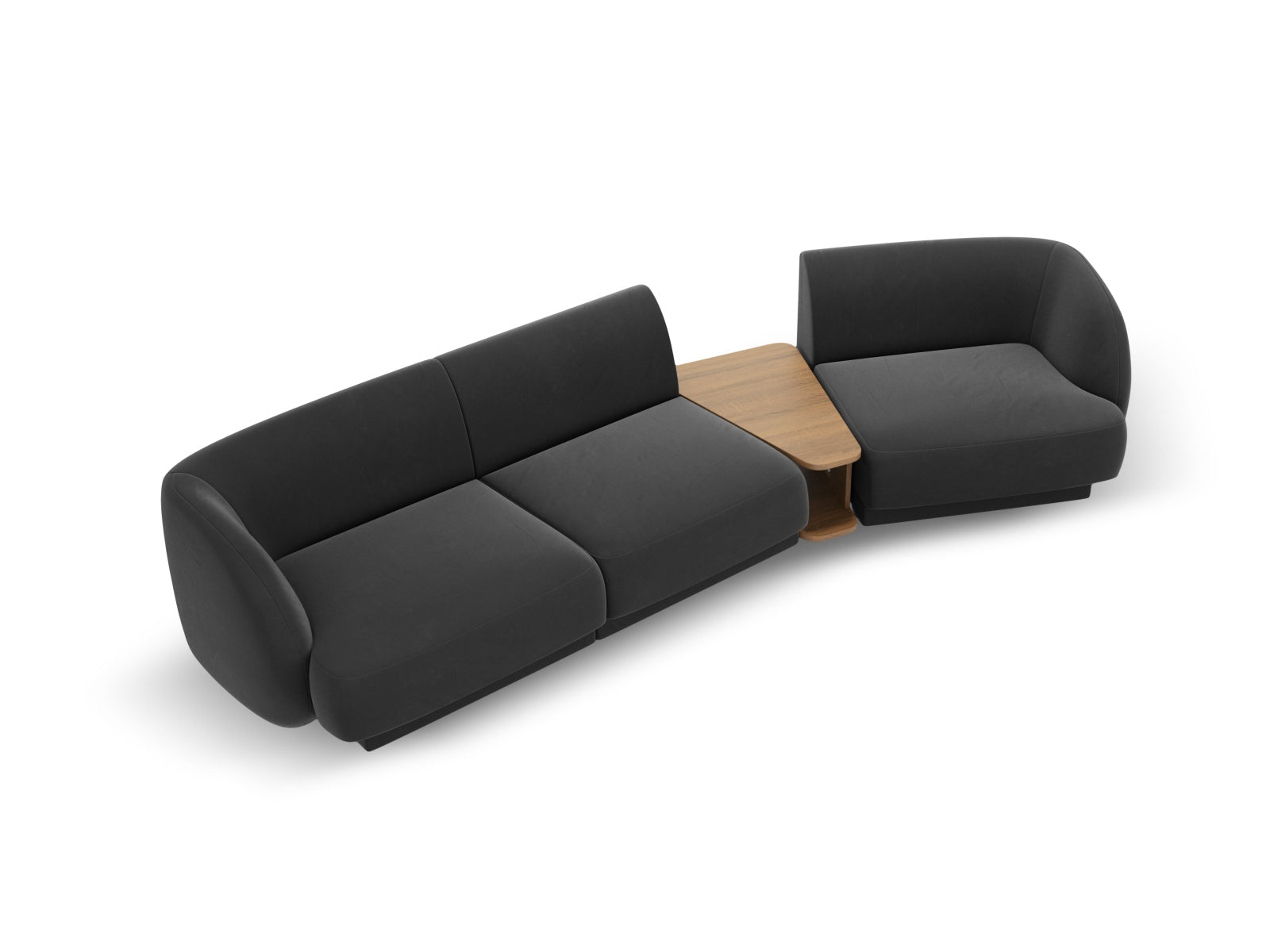 Erleben Sie das Miley Velour Sofa rechts 3 Sitzer von Micadoni – ein modulares, komfortables Möbelstück, das Eleganz und Flexibilität vereint.