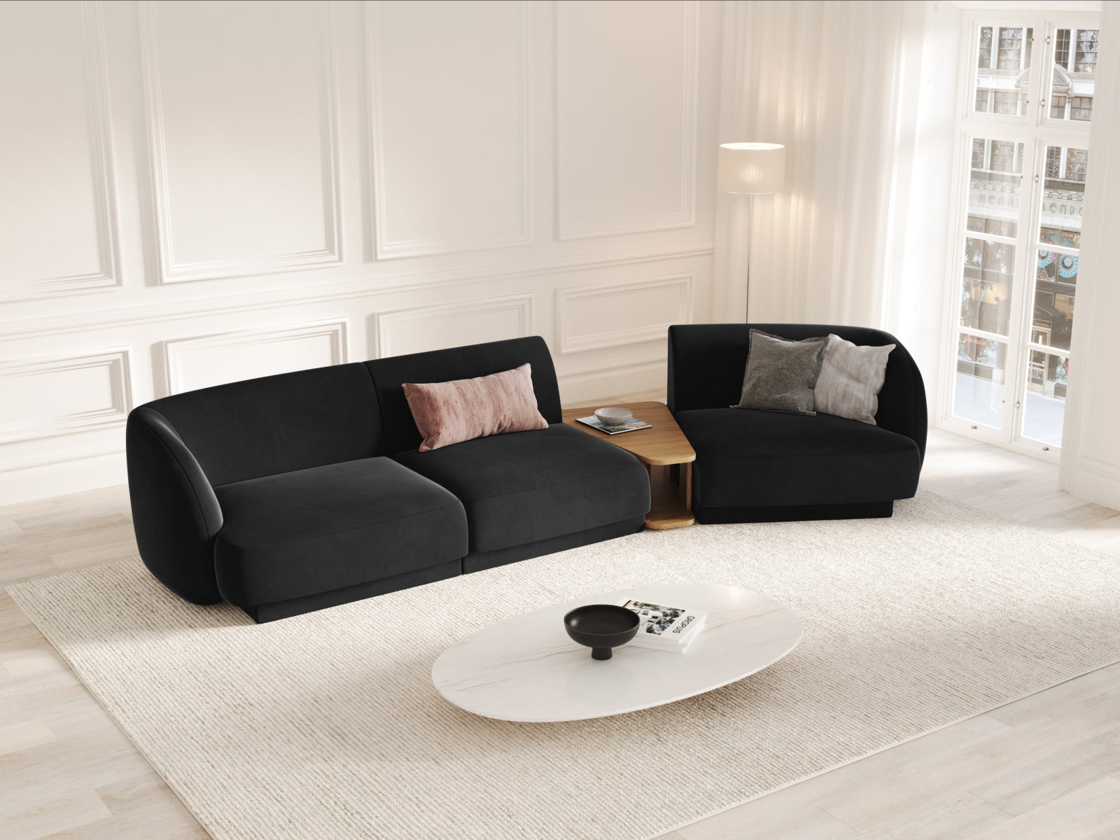 Entdecken Sie das elegante Miley Velour Sofa rechts 3 Sitzer von Micadoni – stilvoll, modular und perfekt für Ihr modernes Zuhause.