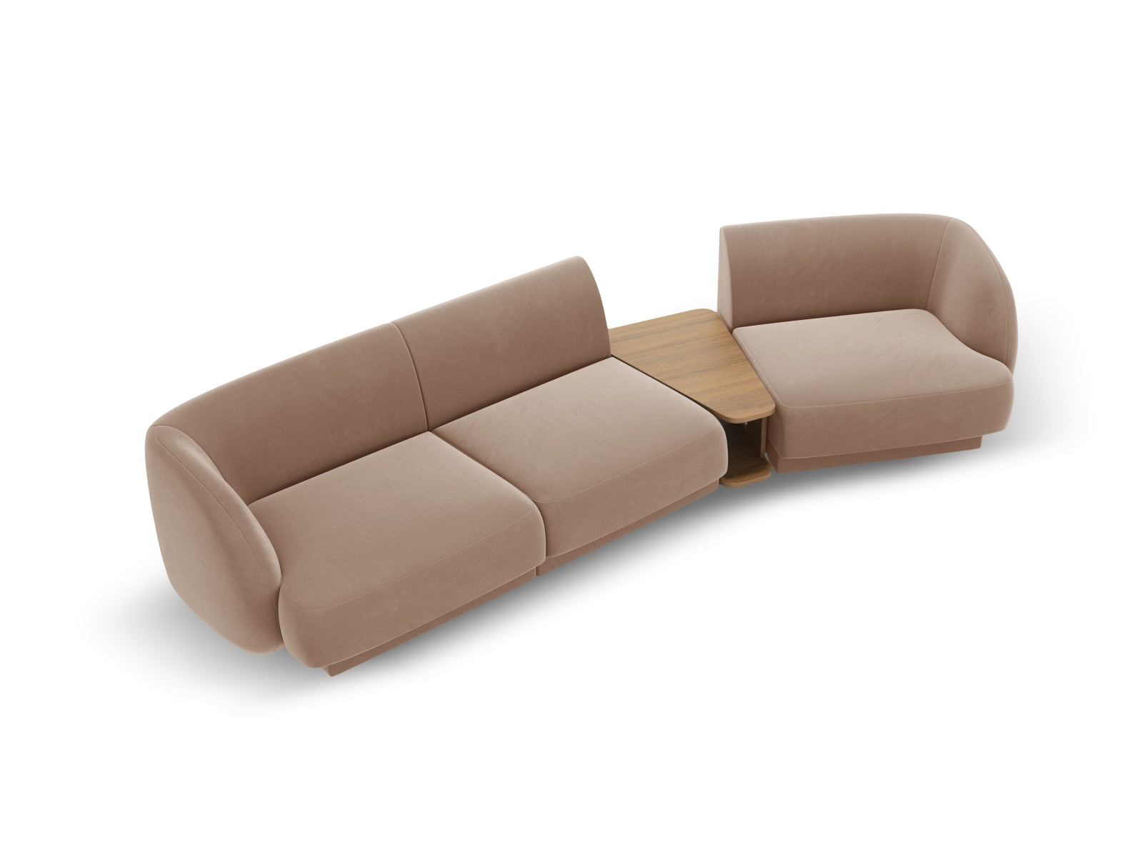 Erleben Sie das Miley Velour Sofa rechts 3 Sitzer von Micadoni – ein modulares, komfortables Möbelstück, das Eleganz und Flexibilität vereint.