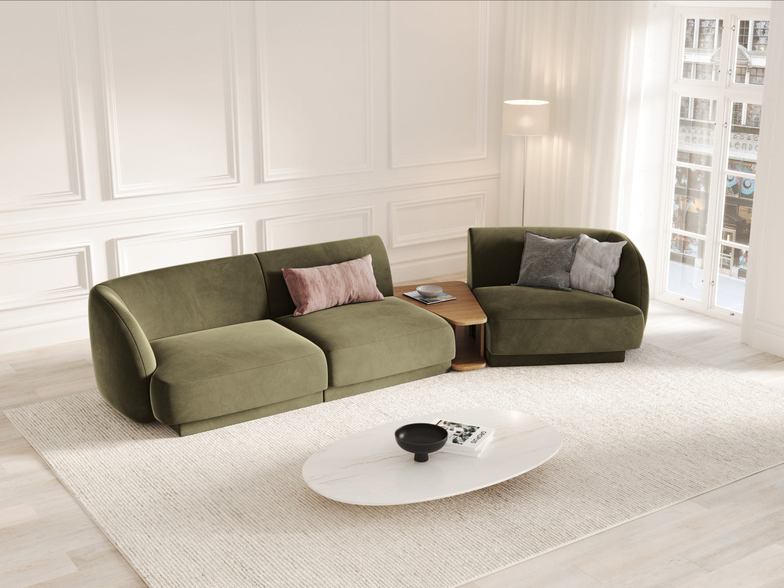 Entdecken Sie das elegante Miley Velour Sofa rechts 3 Sitzer von Micadoni – stilvoll, modular und perfekt für Ihr modernes Zuhause.