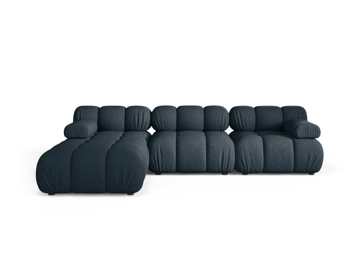 Bellis Modulares Sofa 4-Sitzer von Micadoni, L-Sofa links in Cappuccino-Liberty mit Massivholzrahmen und schwarzen Kunststoffbeinen