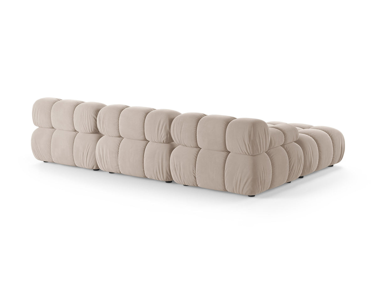 Bellis Modulares Sofa 4-Sitzer von Micadoni, L-Sofa links in Cappuccino-Liberty mit Massivholzrahmen und schwarzen Kunststoffbeinen
