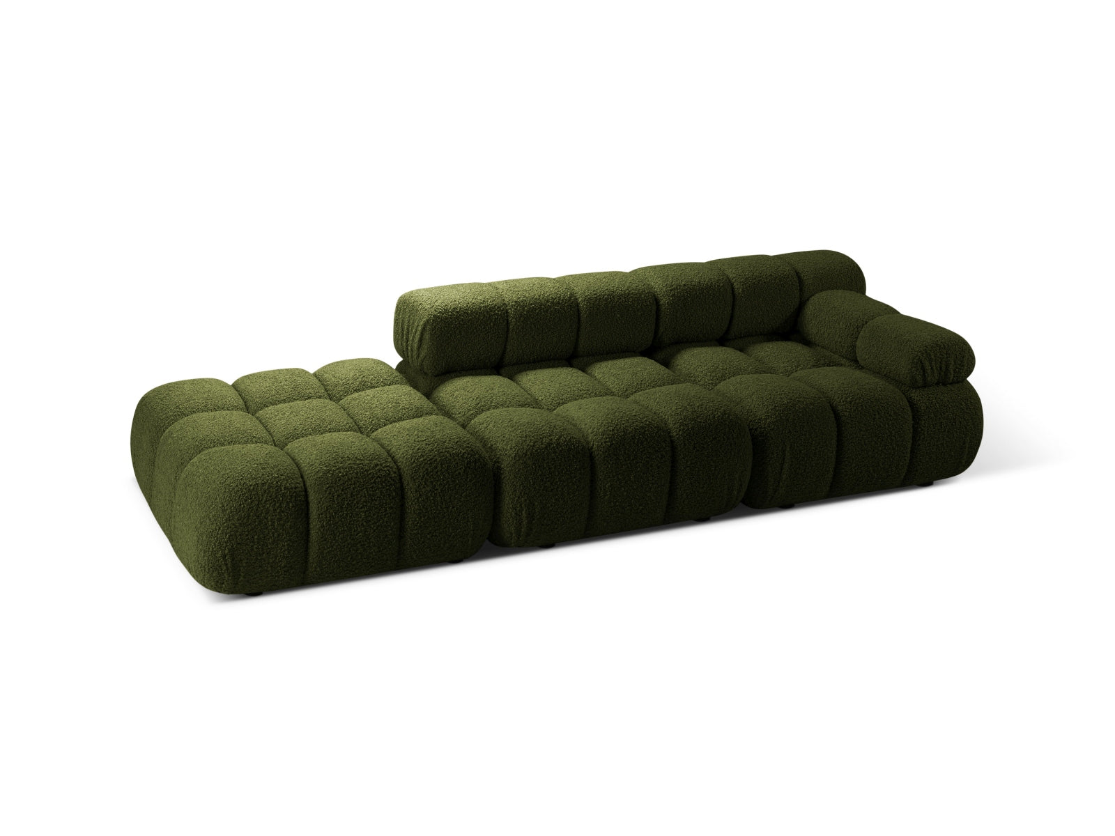 Entdecken Sie das stilvolle Bellis Boucle Sofa links von Micadoni – ein elegantes 4-Sitzer Möbelstück mit modularer Flexibilität und luxuriöser Boucle-Polsterung.