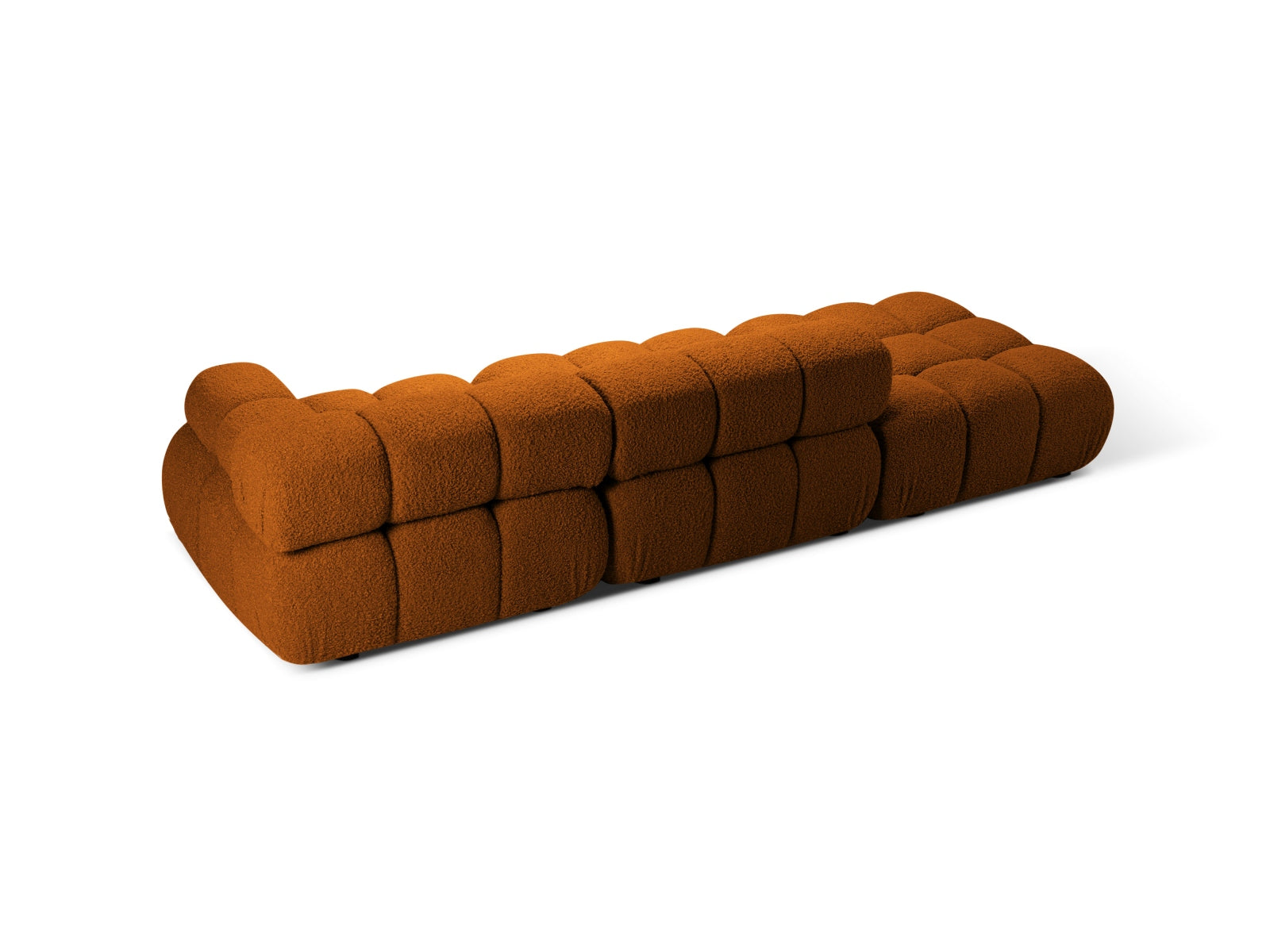 Modulares Bellis Boucle Sofa in warmem Ziegelrot, linksseitig, 4-Sitzer, 94 cm, perfekt für moderne und gemütliche Wohnambiente.