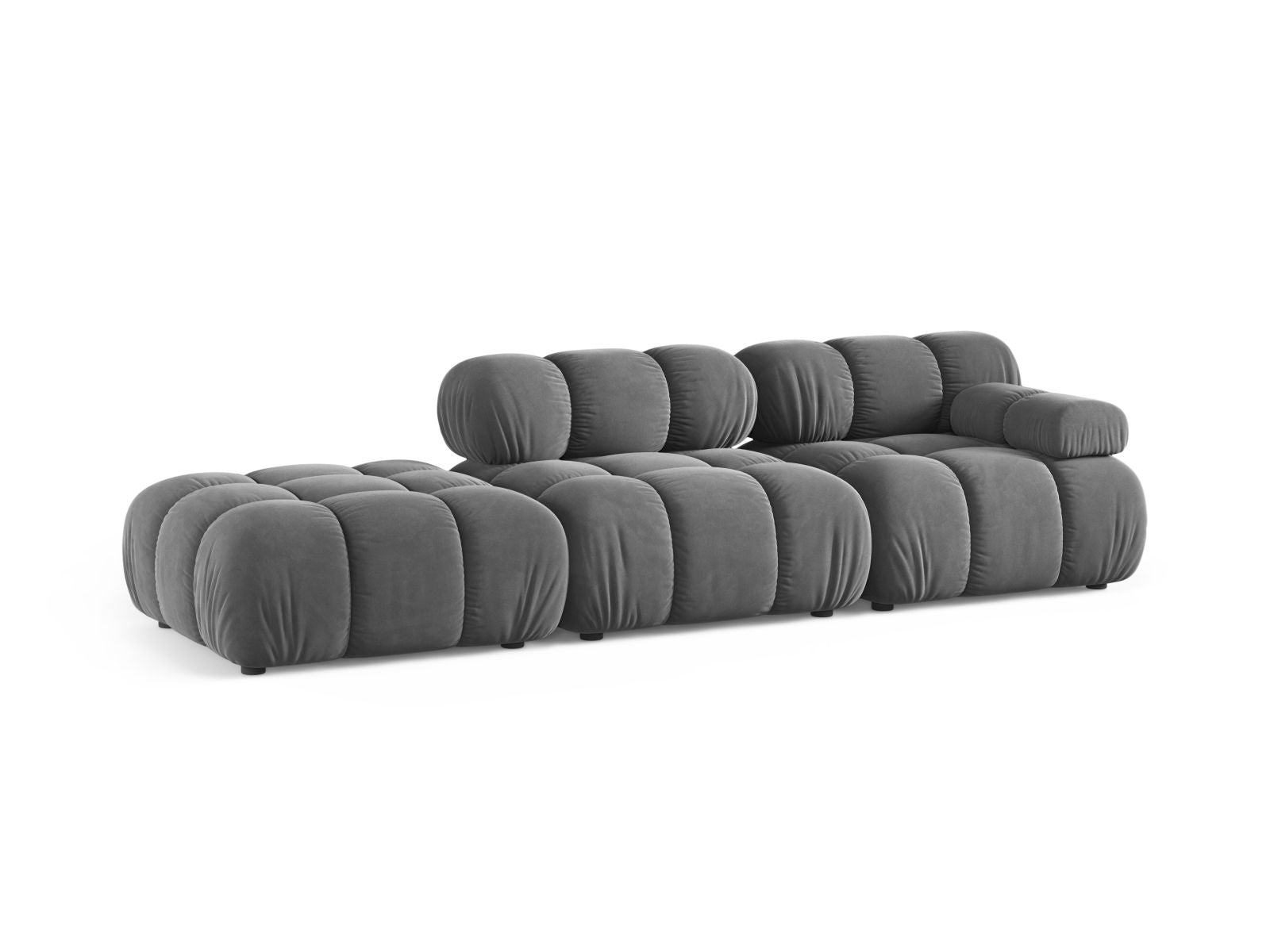 Elegantes 4-Sitzer Modular Sofa links Bellis in hellem Grau, ideal für stilvolle Wohnräume, erhältlich bei KAQTU Design AG.