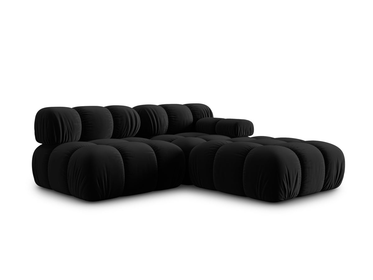 Bellis Velour modulares Sofa links 4 Sitzer 94cm in Black-Bluvel präsentiert im Onlineshop von KAQTU Design AG. L-Sofa links ist von Micadoni