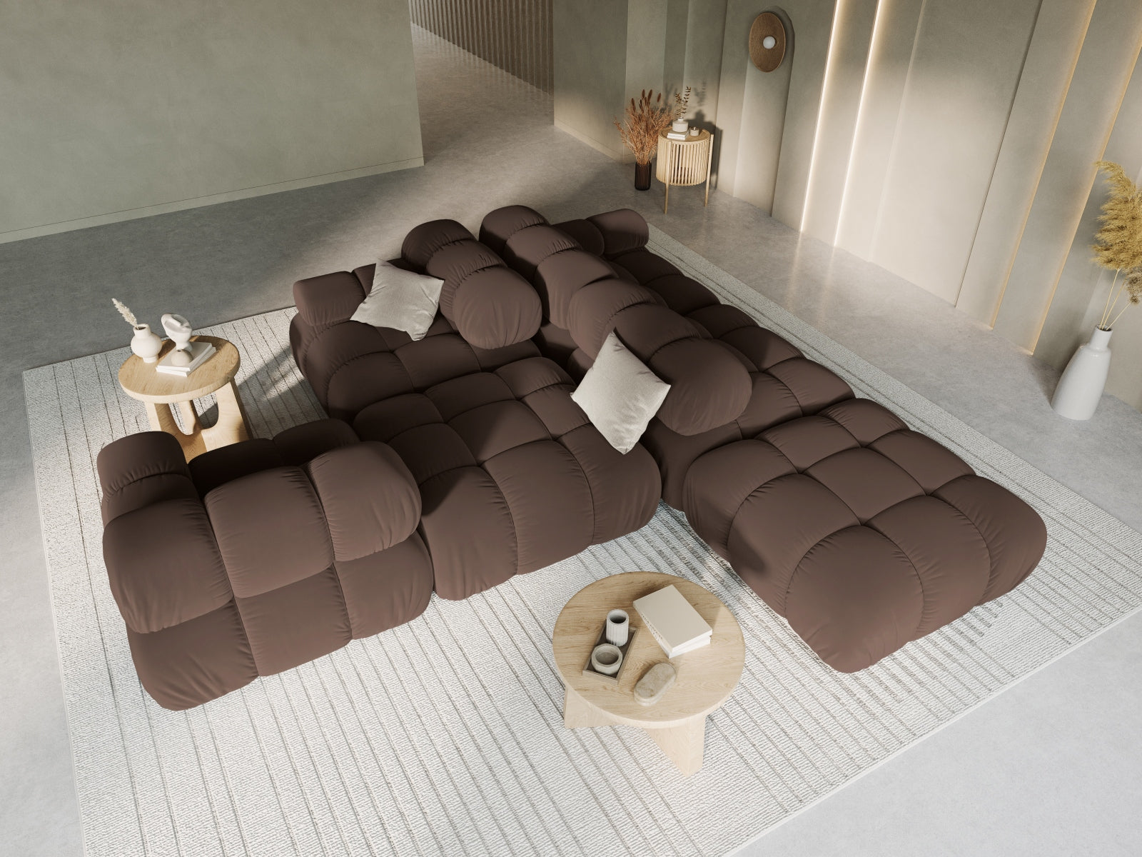 Entdecken Sie das elegante Bellis Velour Sofa von Micadoni – ein modulares 4-Sitzer Sofa in stilvollem Design, ideal für Ihr modernes Zuhause.