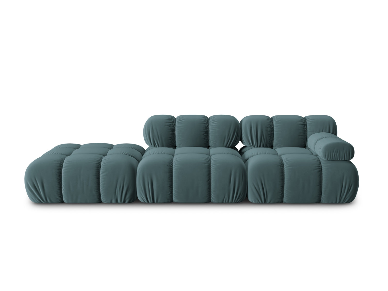 Bellis Velour modulares Sofa links 4 Sitzer 94cm in Turquoise-Bluvel präsentiert im Onlineshop von KAQTU Design AG. L-Sofa links ist von Micadoni