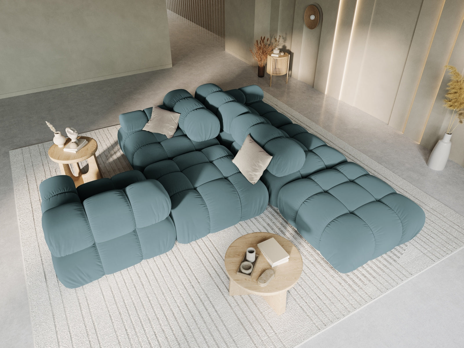 Entdecken Sie das elegante Bellis Velour Sofa von Micadoni – ein modulares 4-Sitzer Sofa in stilvollem Design, ideal für Ihr modernes Zuhause.