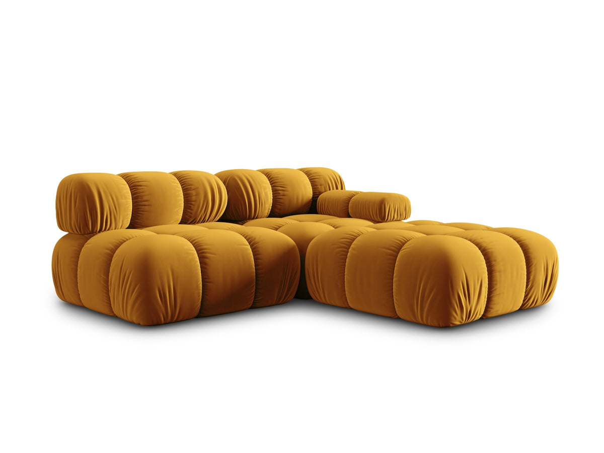 Bellis Velour modulares Sofa links 4 Sitzer 94cm in Yellow-Bluvel präsentiert im Onlineshop von KAQTU Design AG. L-Sofa links ist von Micadoni
