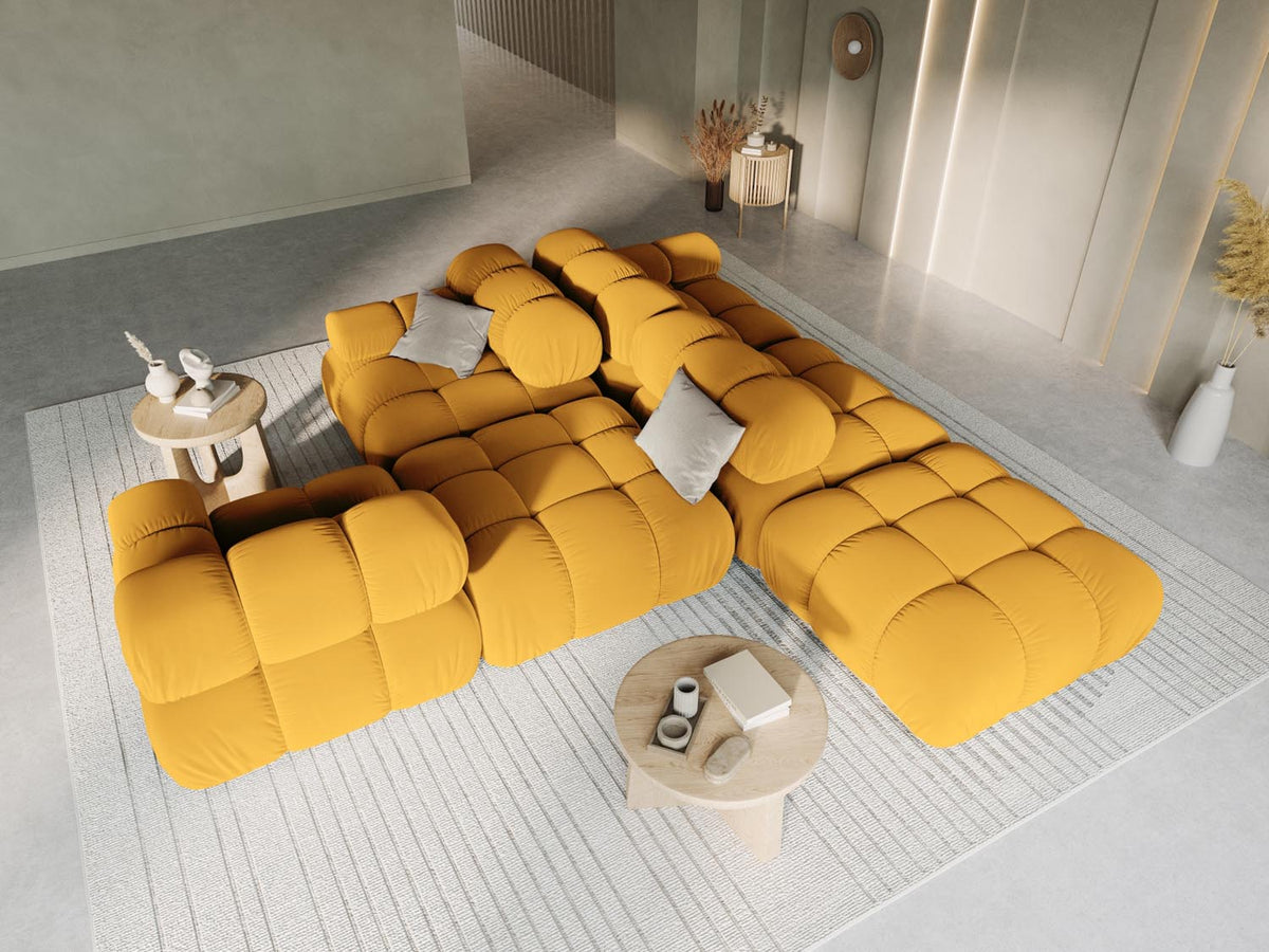 Bellis Velour modulares Sofa links 4 Sitzer 94cm in Yellow-Bluvel präsentiert im Onlineshop von KAQTU Design AG. L-Sofa links ist von Micadoni