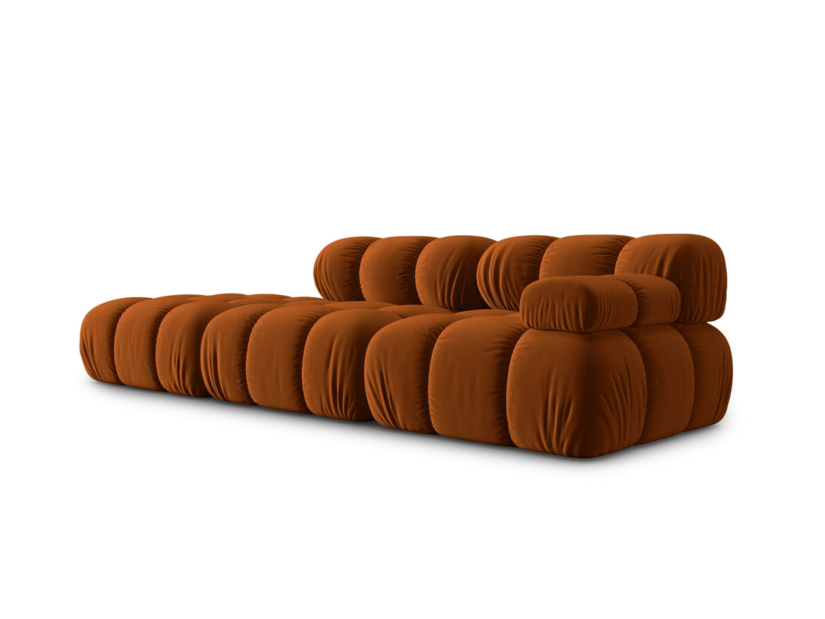 Bellis Velour modulares Sofa links 4 Sitzer 94cm in Terracotta-Bluvel präsentiert im Onlineshop von KAQTU Design AG. L-Sofa links ist von Micadoni