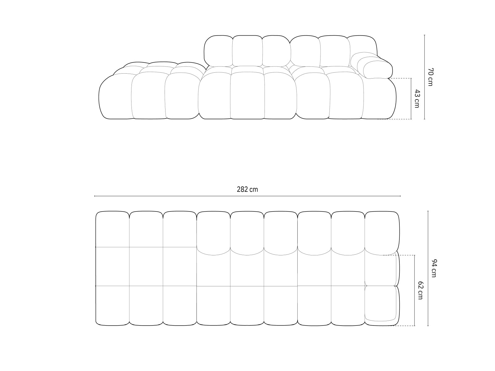 Modulares Bellis Velour Sofa, 4-Sitzer, linksseitig, in edlem Cappuccino, perfekt für moderne Wohnkonzepte von Micadoni.
