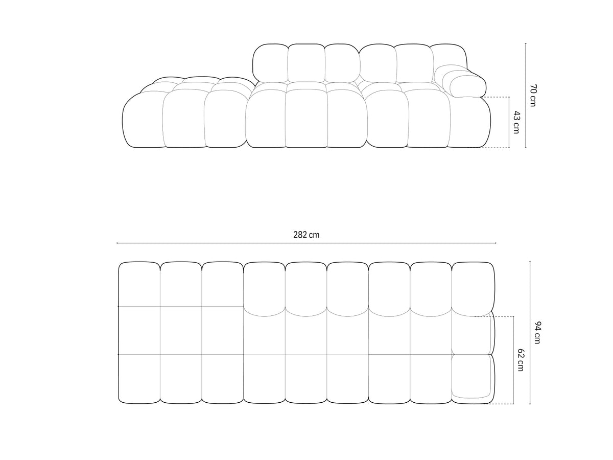 Bellis Velour modulares Sofa links 4 Sitzer 94cm in Cappuccino-Bluvel präsentiert im Onlineshop von KAQTU Design AG. L-Sofa links ist von Micadoni