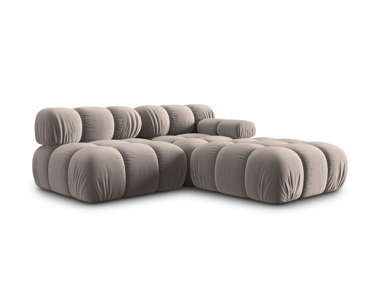 Bellis Velour modulares Sofa links 4 Sitzer 94cm in Cappuccino-Bluvel präsentiert im Onlineshop von KAQTU Design AG. L-Sofa links ist von Micadoni