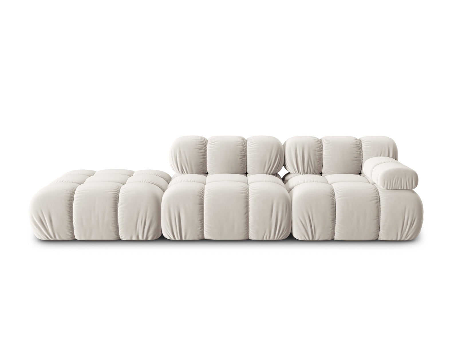 Bellis Velour modulares Sofa links 4 Sitzer 94cm in Dark Beige präsentiert im Onlineshop von KAQTU Design AG. L-Sofa links ist von Micadoni