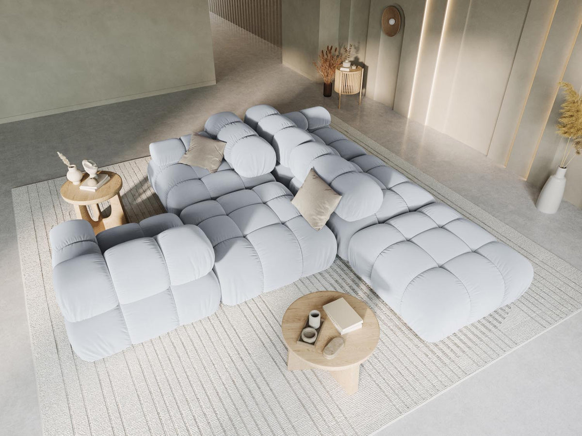 Bellis Velour modulares Sofa links 4 Sitzer 94cm in Light Blue-Bluvel präsentiert im Onlineshop von KAQTU Design AG. L-Sofa links ist von Micadoni