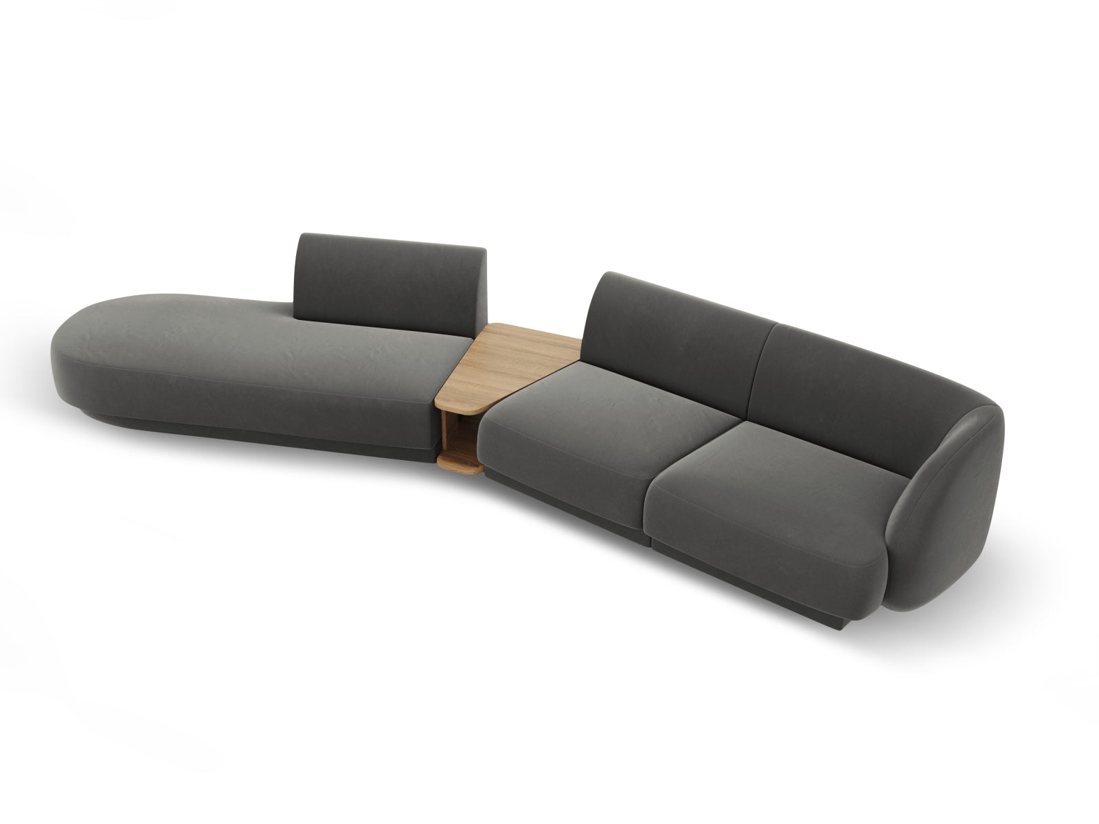 Erleben Sie das Miley Velour Sofa links 4 Sitzer von Micadoni – ein elegantes, modulares Möbelstück, das Komfort und Stil in Ihr Zuhause bringt.