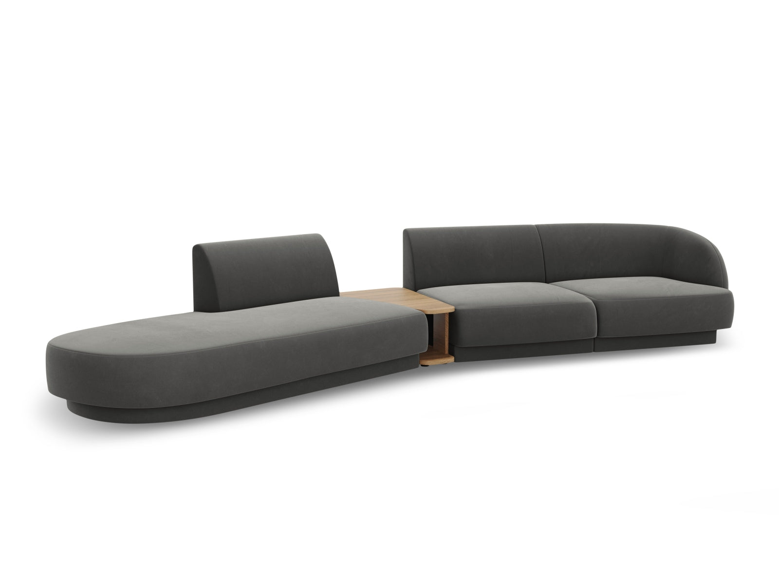 Entdecken Sie das Miley Velour Sofa links 4 Sitzer von Micadoni – ein stilvolles, modulares Sofa, das Komfort und Eleganz vereint.