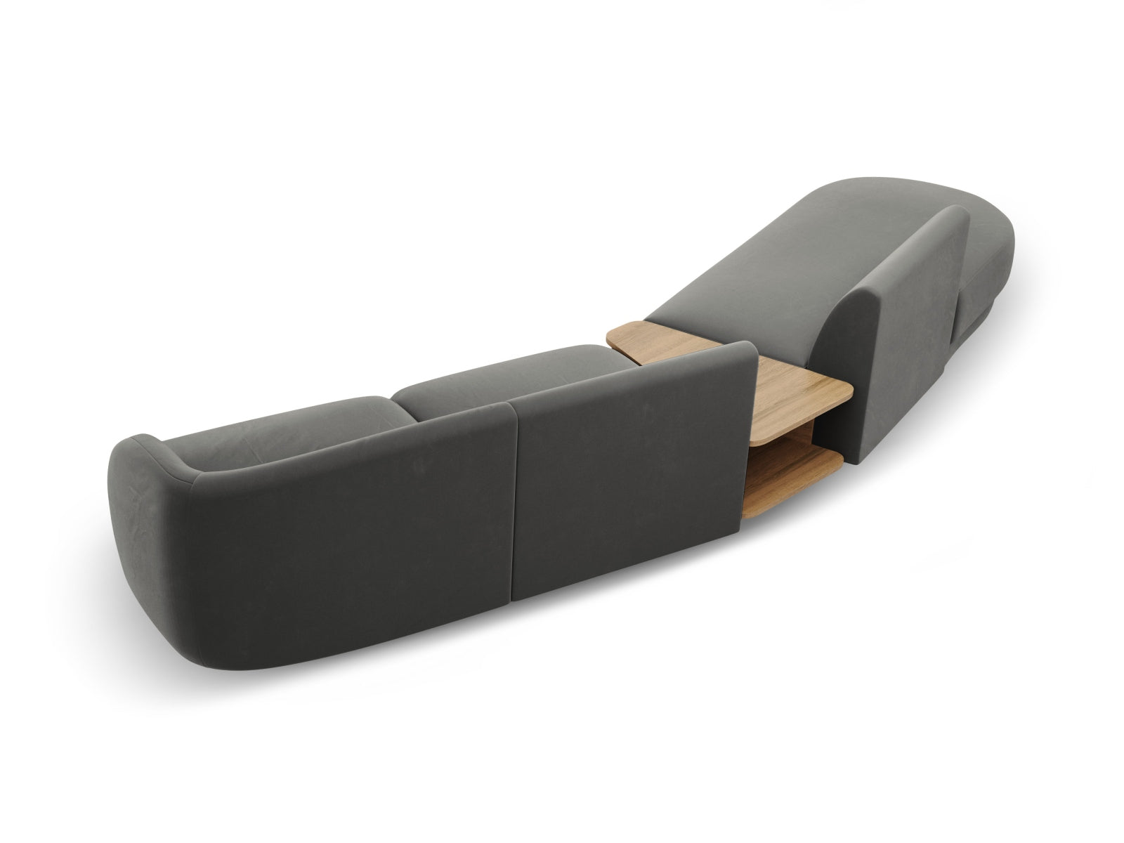 Erleben Sie das Miley Velour Sofa links 4 Sitzer von Micadoni – ein elegantes, modulares Möbelstück, das Stil und Flexibilität für Ihr Zuhause bietet.