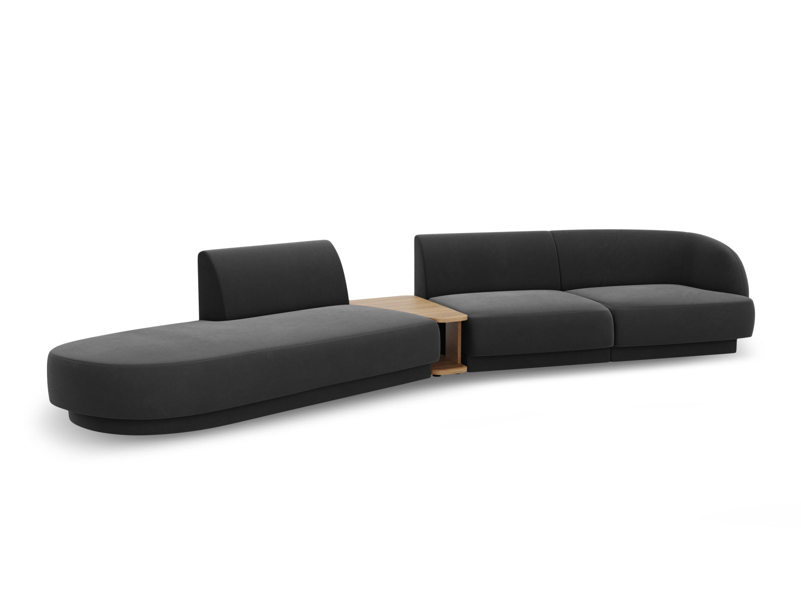 Entdecken Sie das Miley Velour Sofa links 4 Sitzer von Micadoni – ein stilvolles, modulares Sofa, das Komfort und Eleganz in Ihr Zuhause bringt.