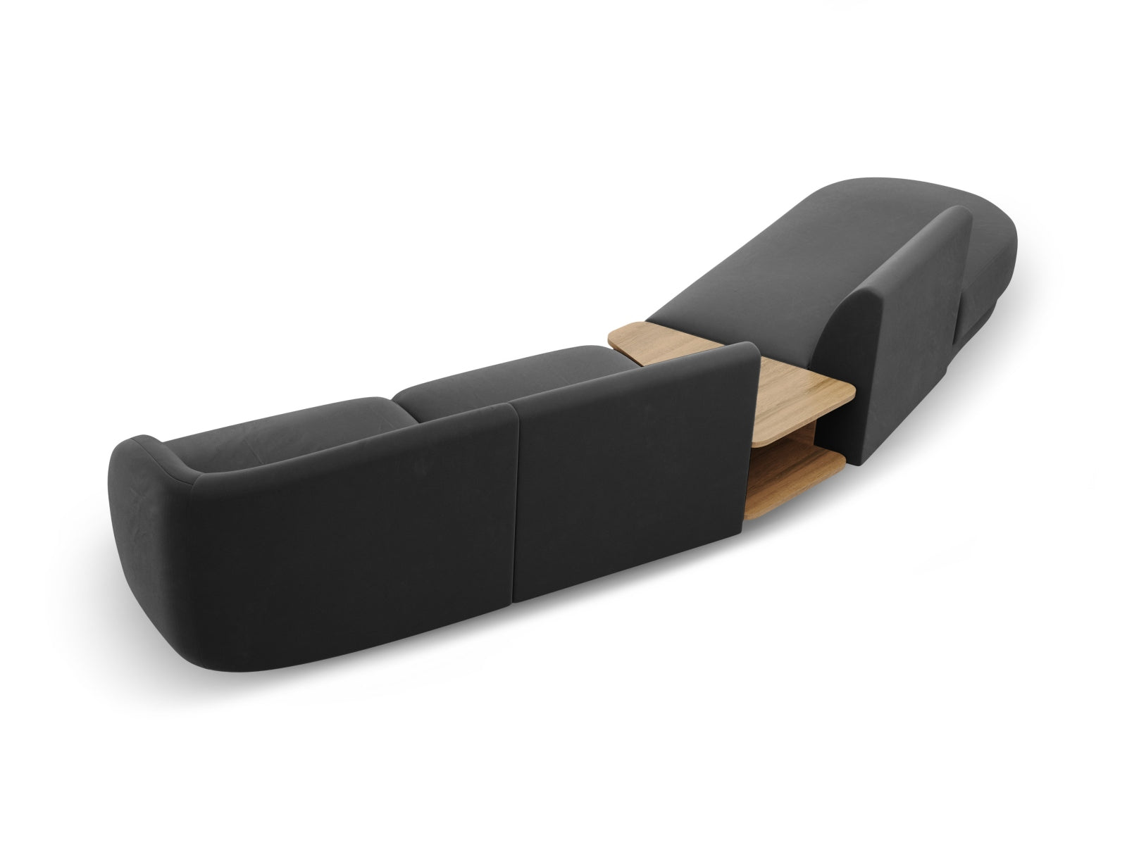 Erleben Sie das Miley Velour Sofa links 4 Sitzer von Micadoni – ein elegantes, modulares Möbelstück, das Stil und Flexibilität für Ihr Wohnzimmer bietet.