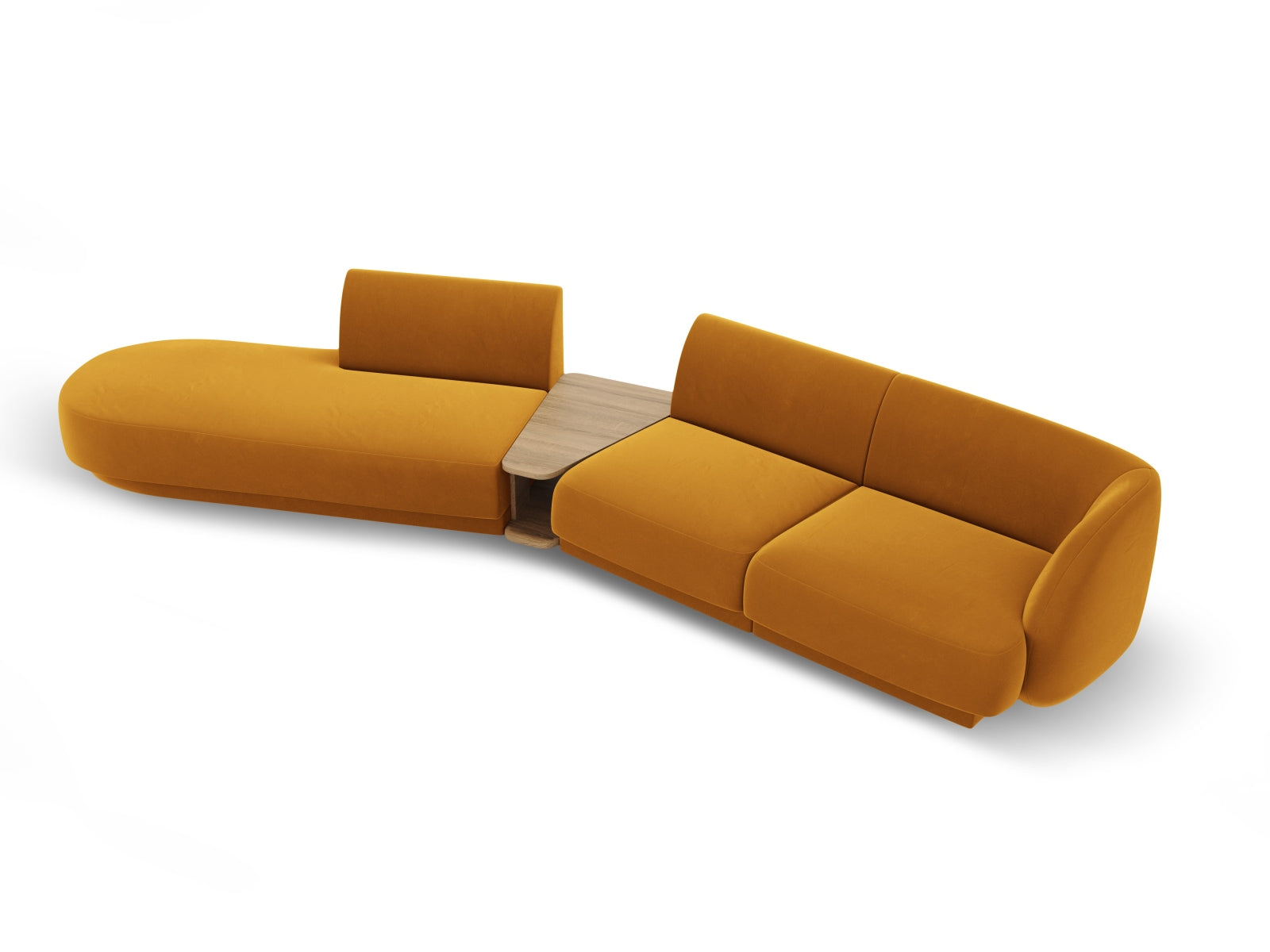 Erleben Sie das Miley Velour Sofa links 4 Sitzer von Micadoni – ein elegantes, modulares Möbelstück, das Komfort und Stil in Ihr Zuhause bringt!