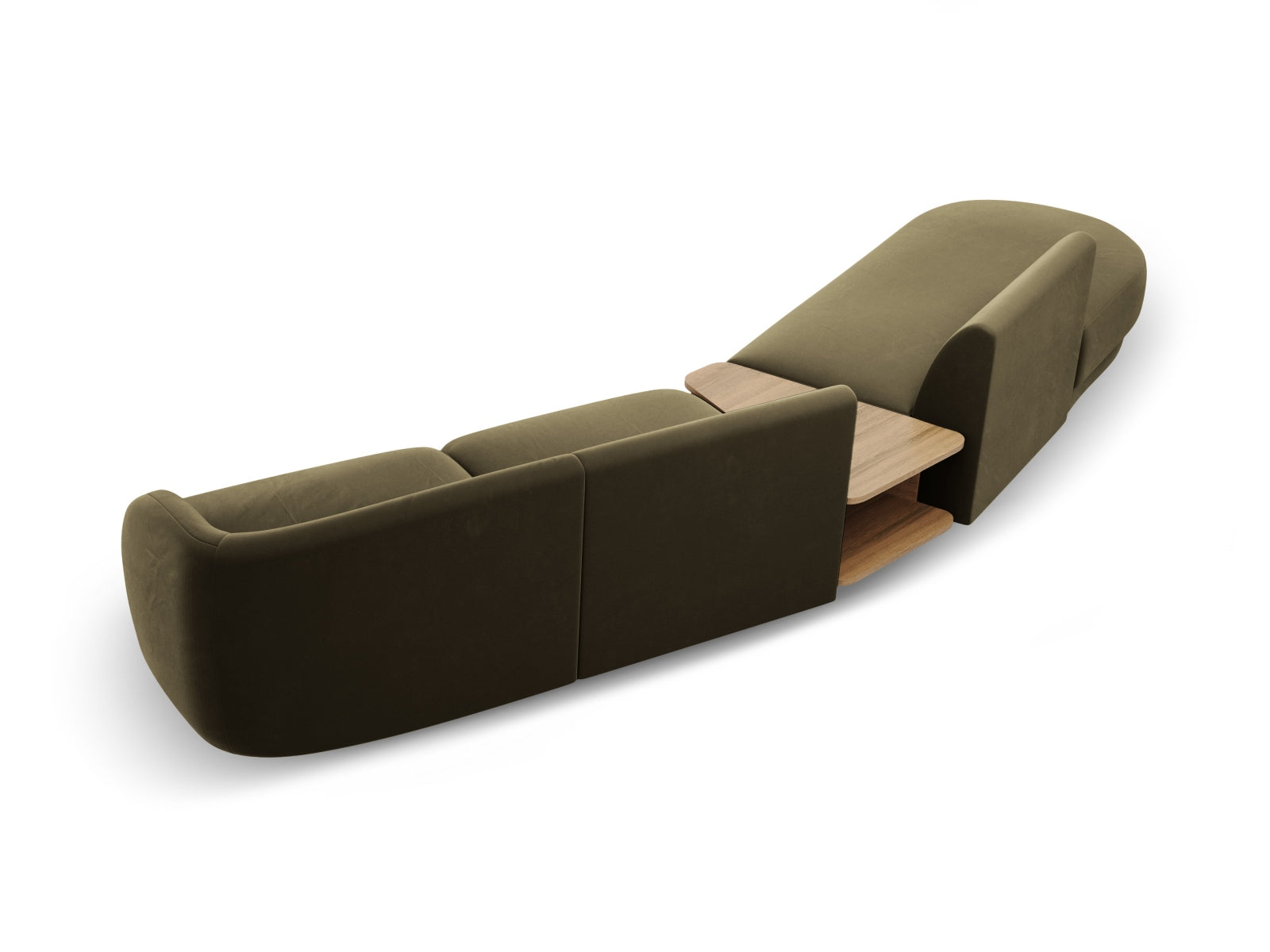 Erleben Sie das Miley Velour Sofa links 4 Sitzer von Micadoni – ein elegantes, modulares Möbelstück, das Stil und Flexibilität für Ihr Zuhause bietet.